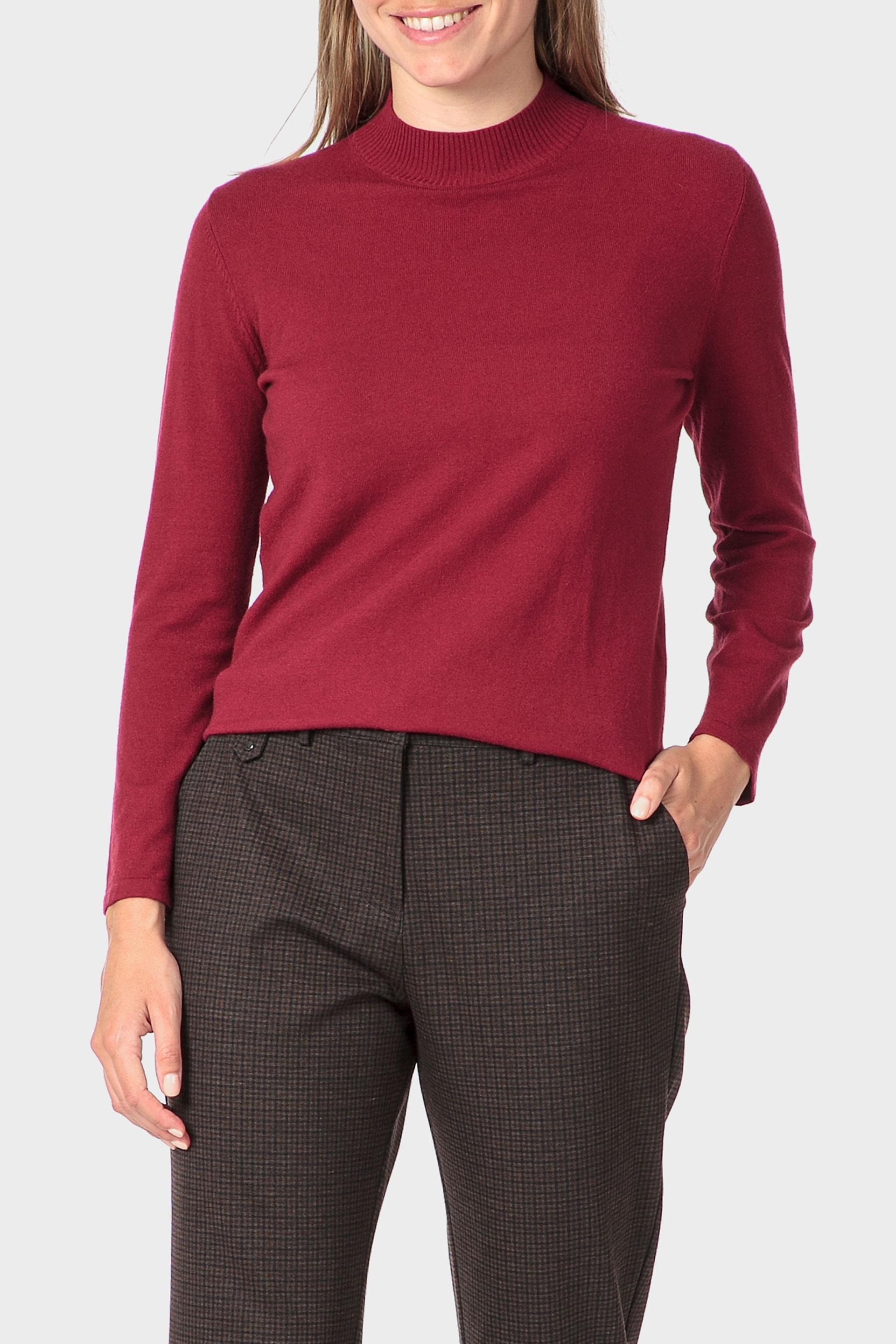 Red Basic Semi Turtleneck Sweater, 3701_108, medium