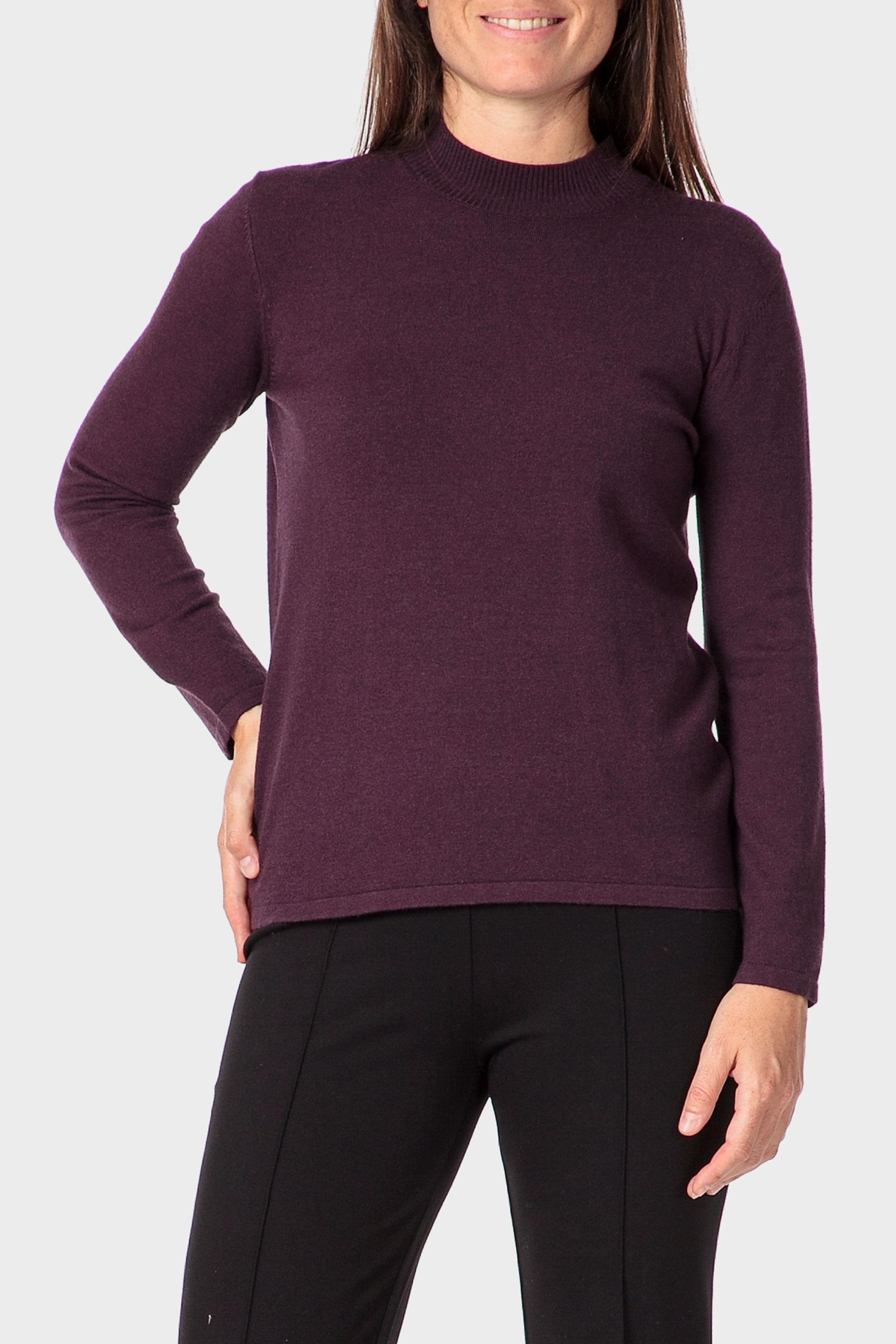Purple Basic Semi Turtleneck Sweater, 3701_143, medium
