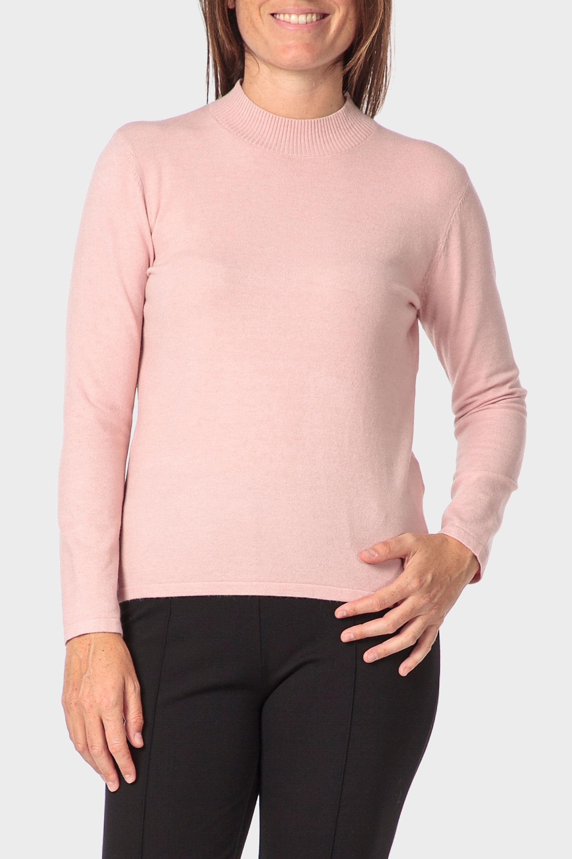 Pink Basic Semi Turtleneck Sweater, 3701_237, medium