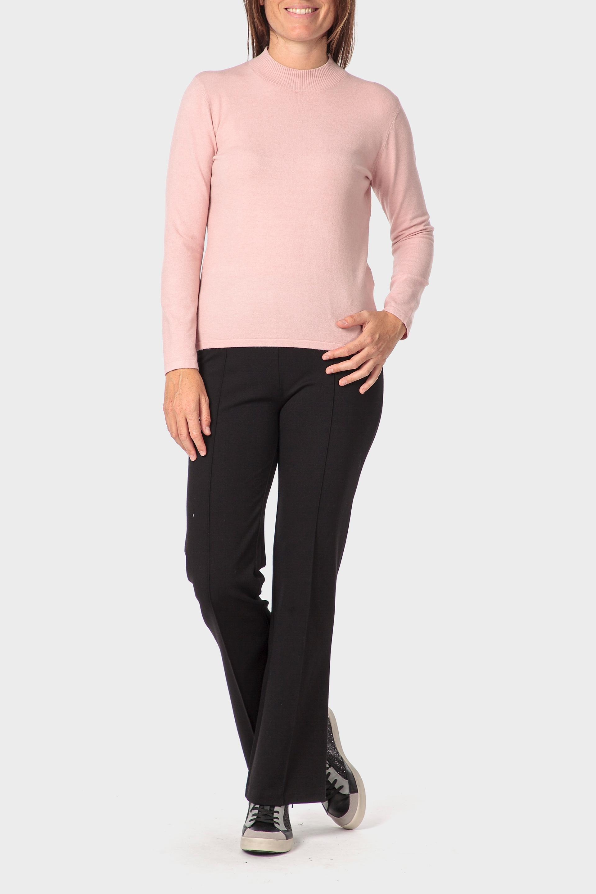 Pink Basic Semi Turtleneck Sweater, 3701_237, medium