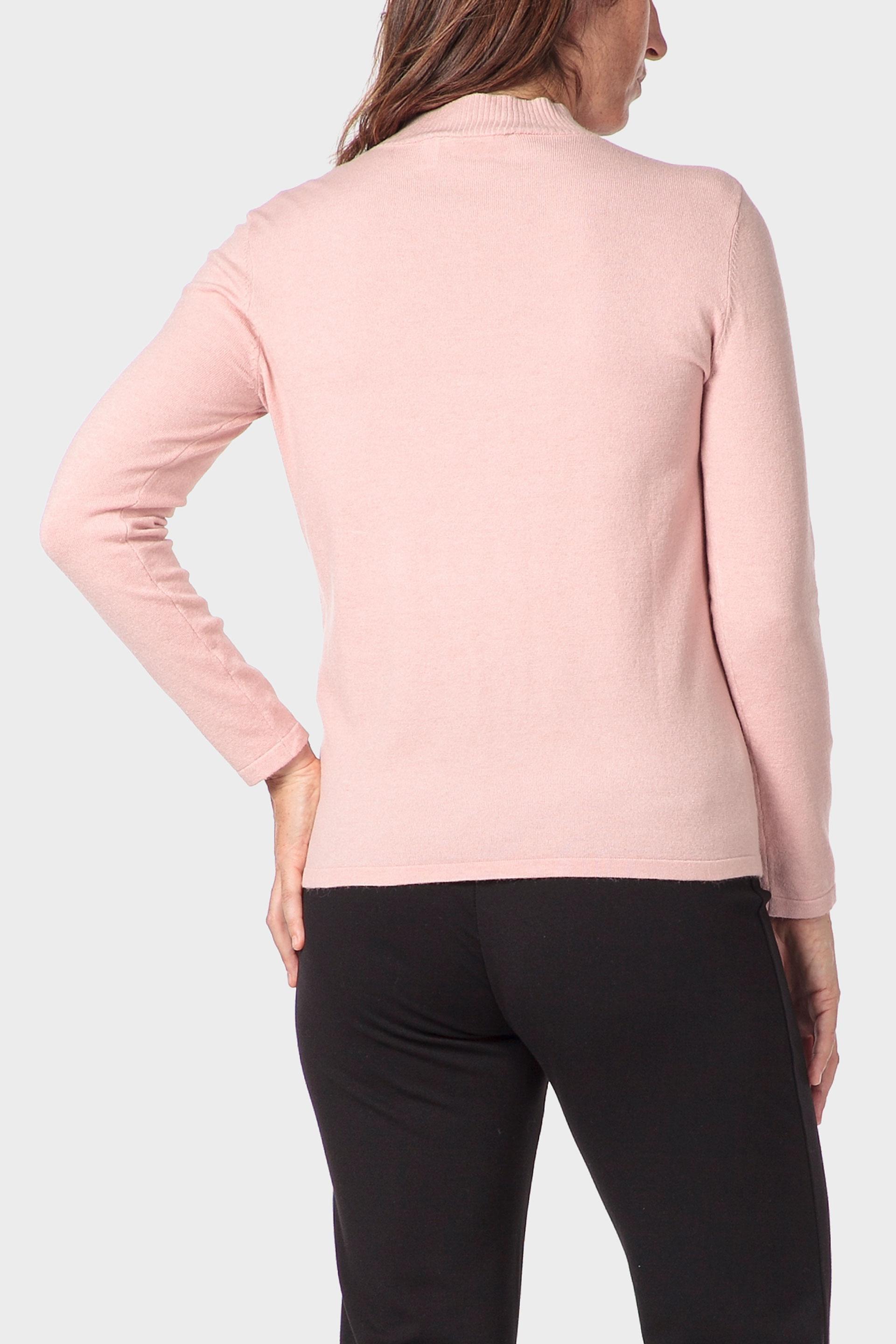 Pink Basic Semi Turtleneck Sweater, 3701_237, medium