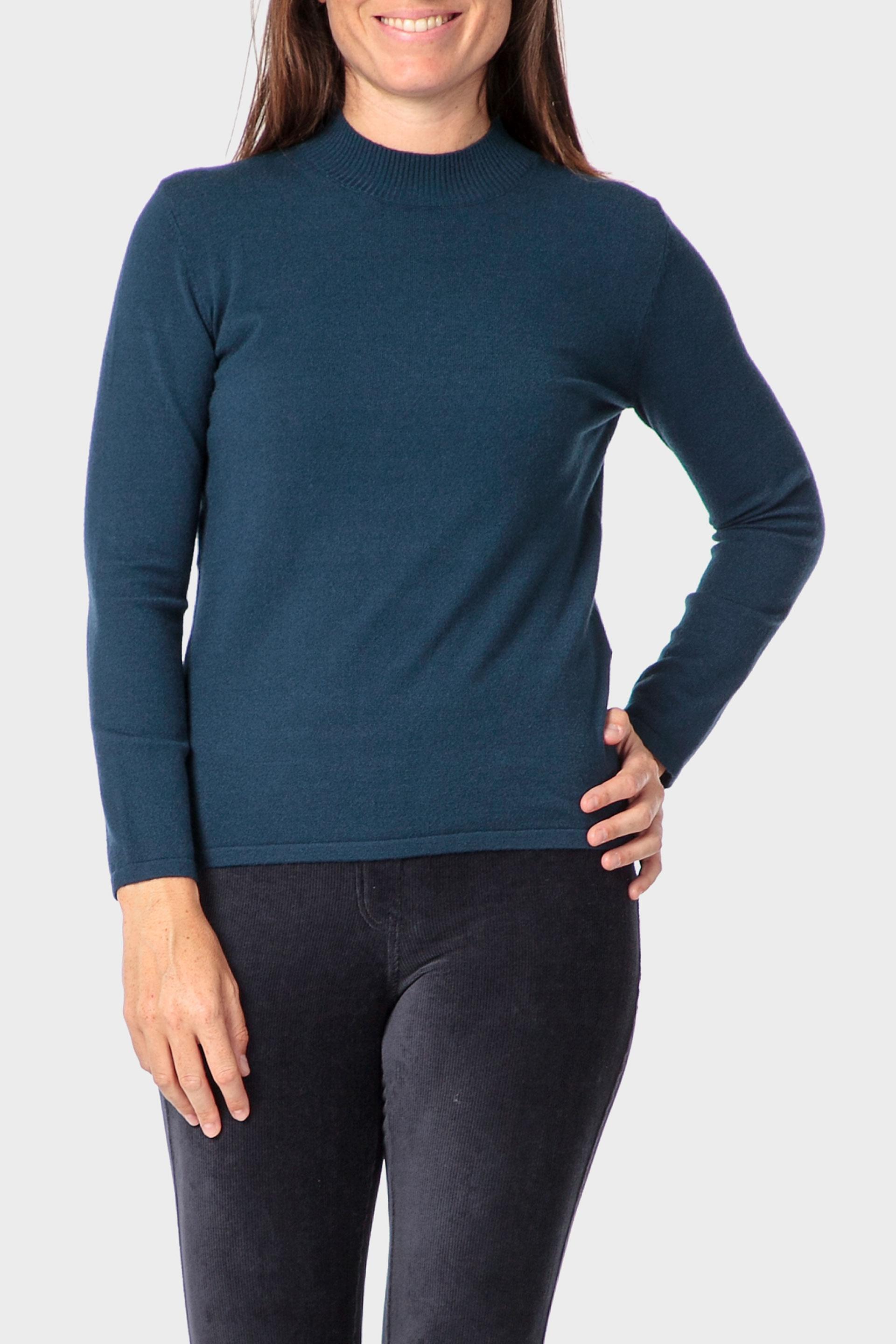 Blue Basic Semi Turtleneck Sweater, Blue Persian, large image number 0