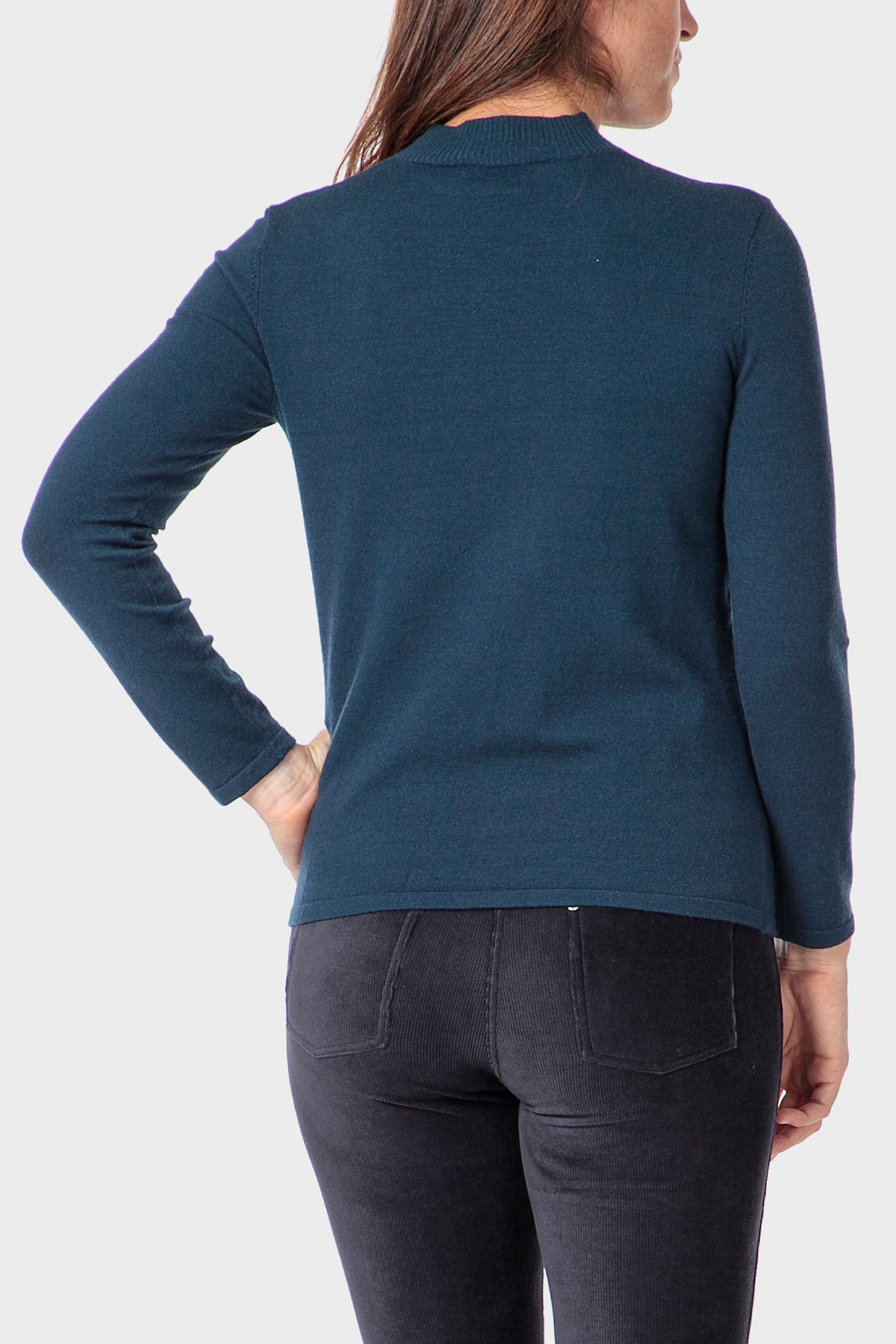 Blue Basic Semi Turtleneck Sweater, 3701_244, medium
