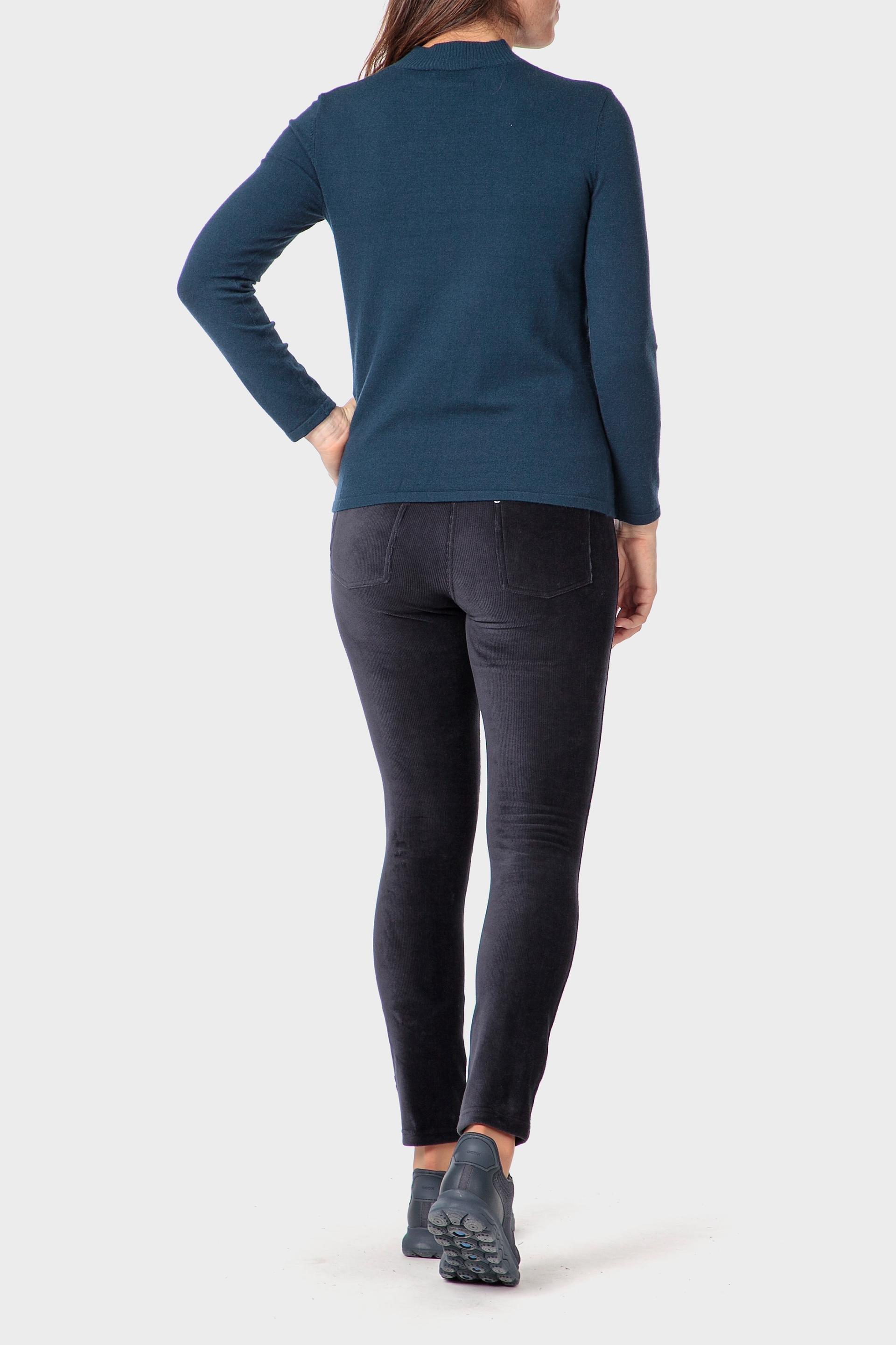 Blue Basic Semi Turtleneck Sweater, 3701_244, large image number 3
