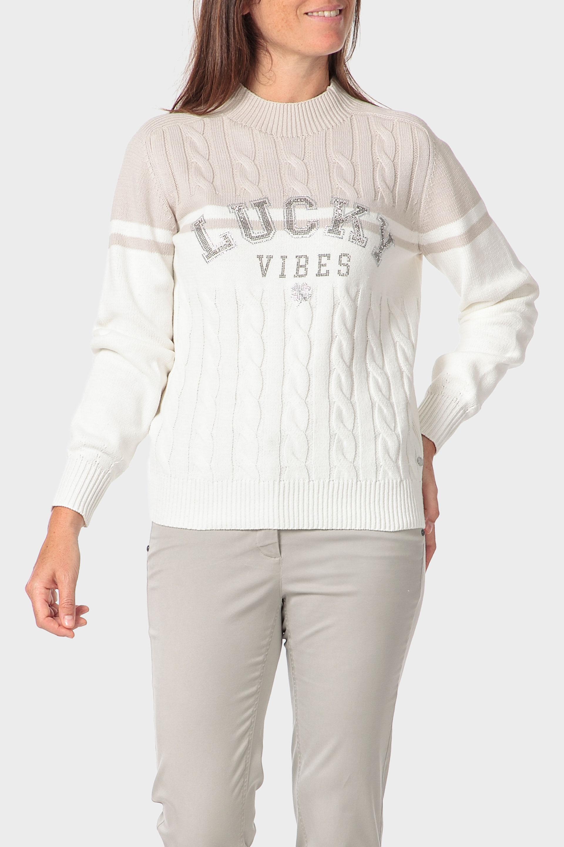 Multicolur Braids Sweater, White Off White, medium