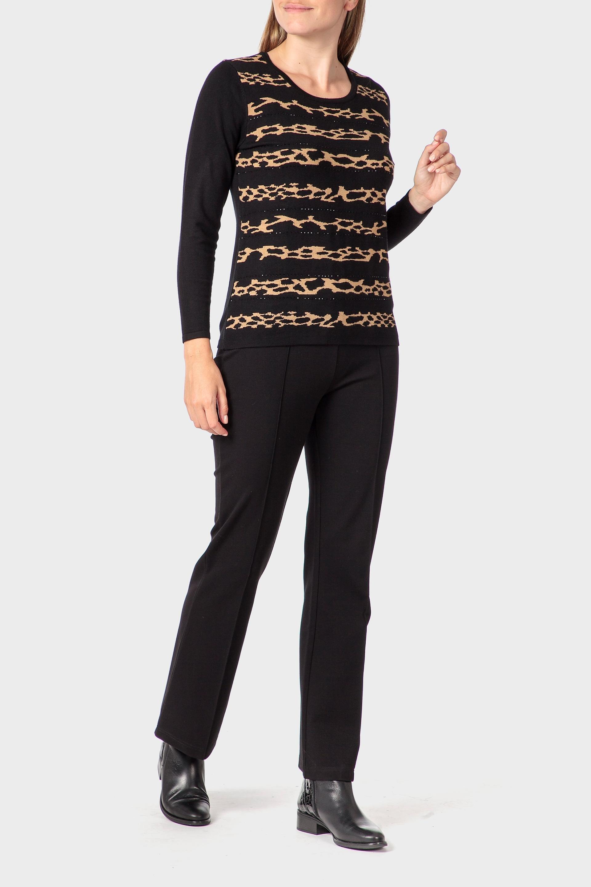 Black Jacquard Sweater, Black, large image number 1