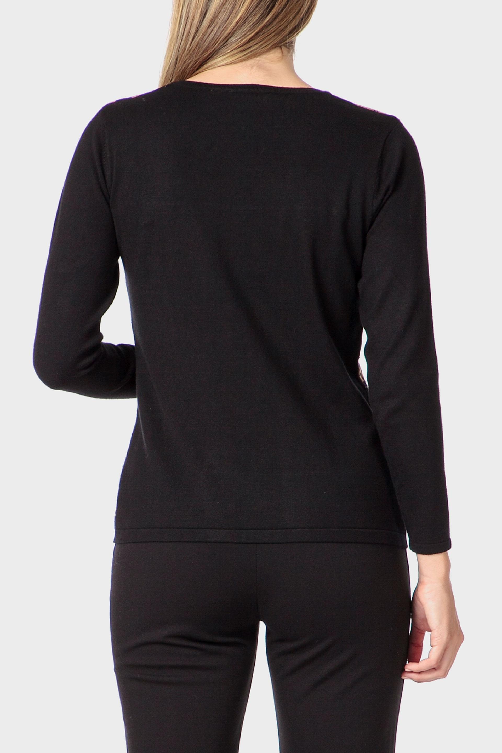 Black Jacquard Sweater, Black, large image number 2
