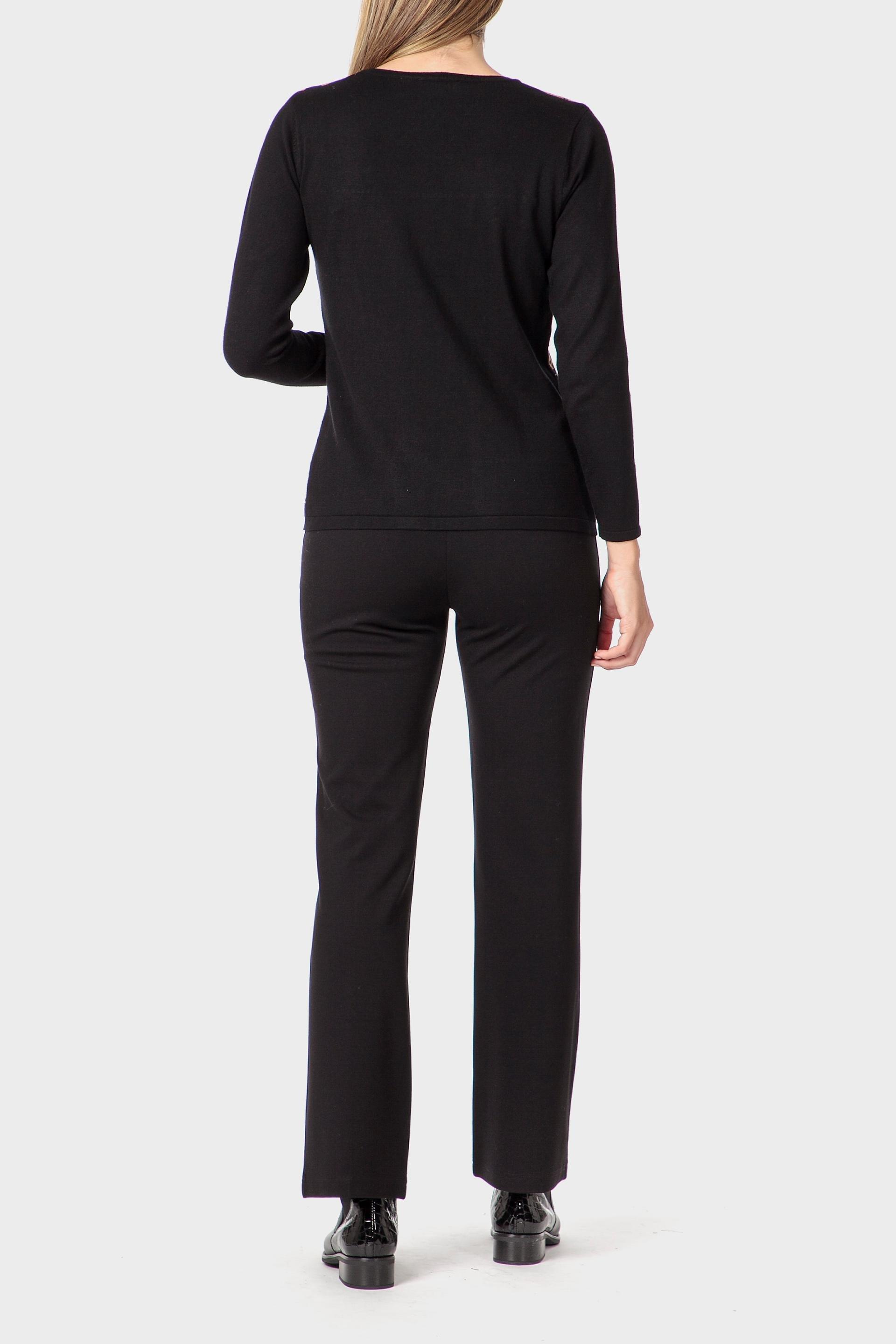 Black Jacquard Sweater, Black, large image number 3