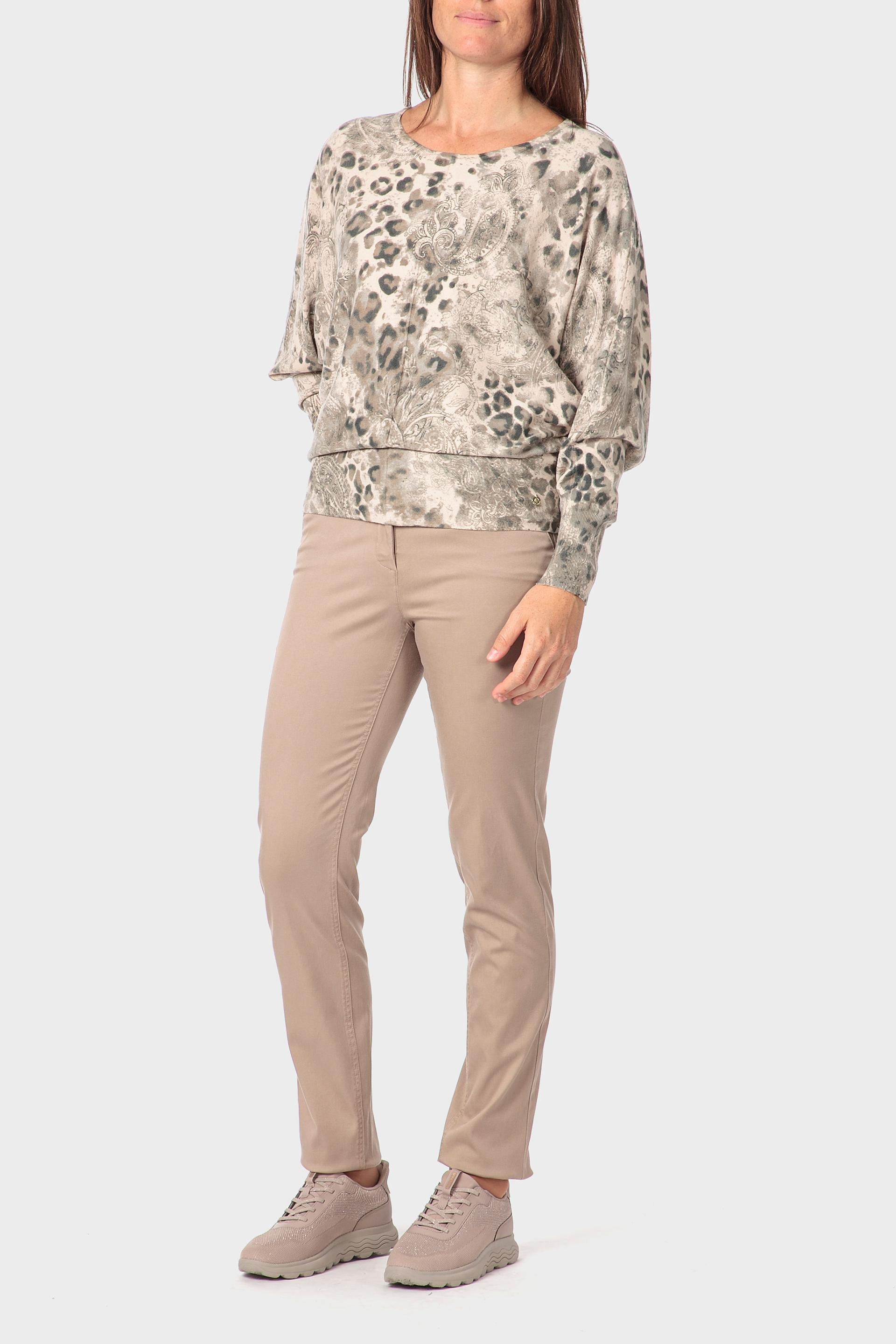 Beige Animal Print Sweater, Beige, large image number 1