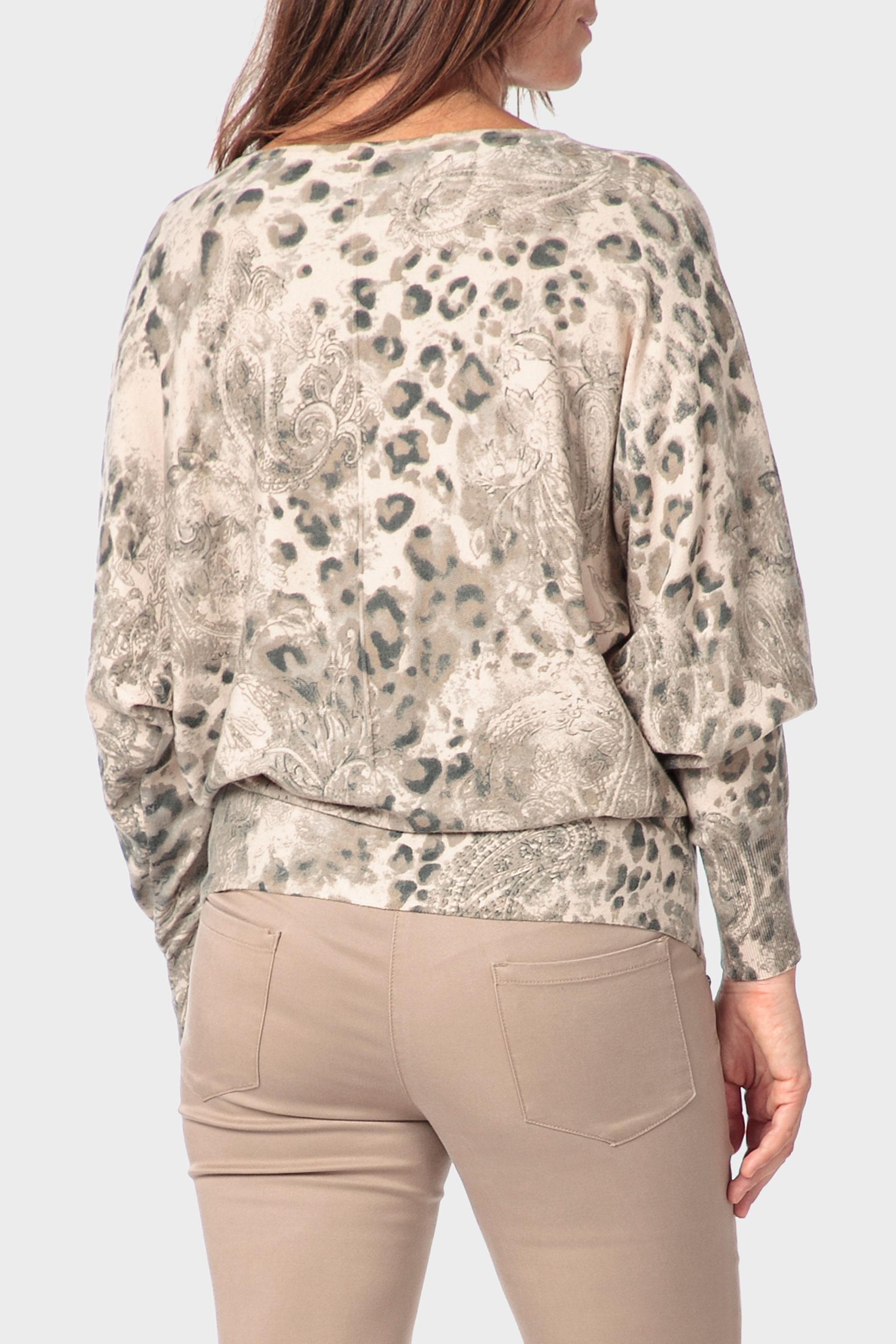 Beige Animal Print Sweater, 3701_126, large image number 2