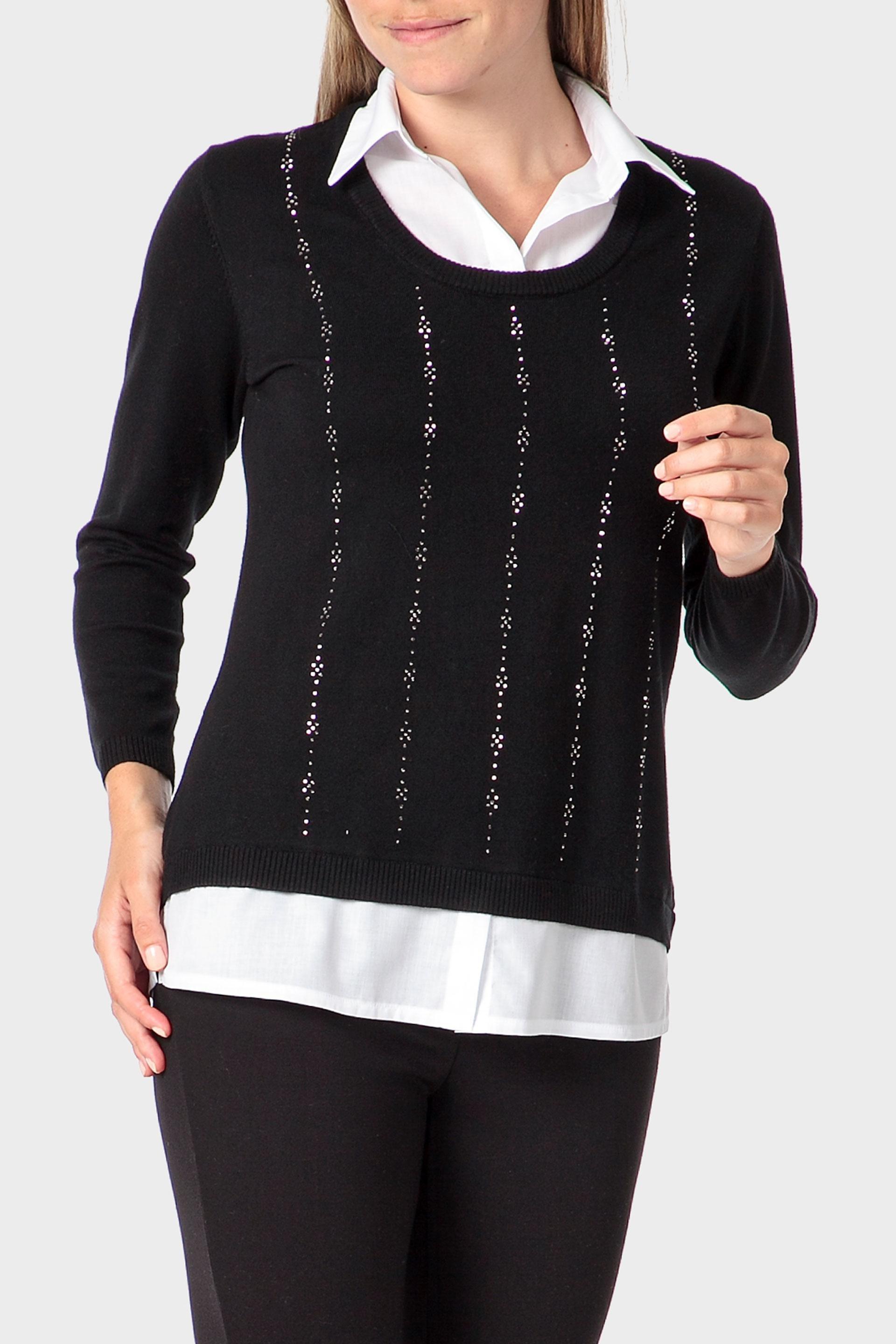 سترة بمظهر قميص، أسود, Black, medium