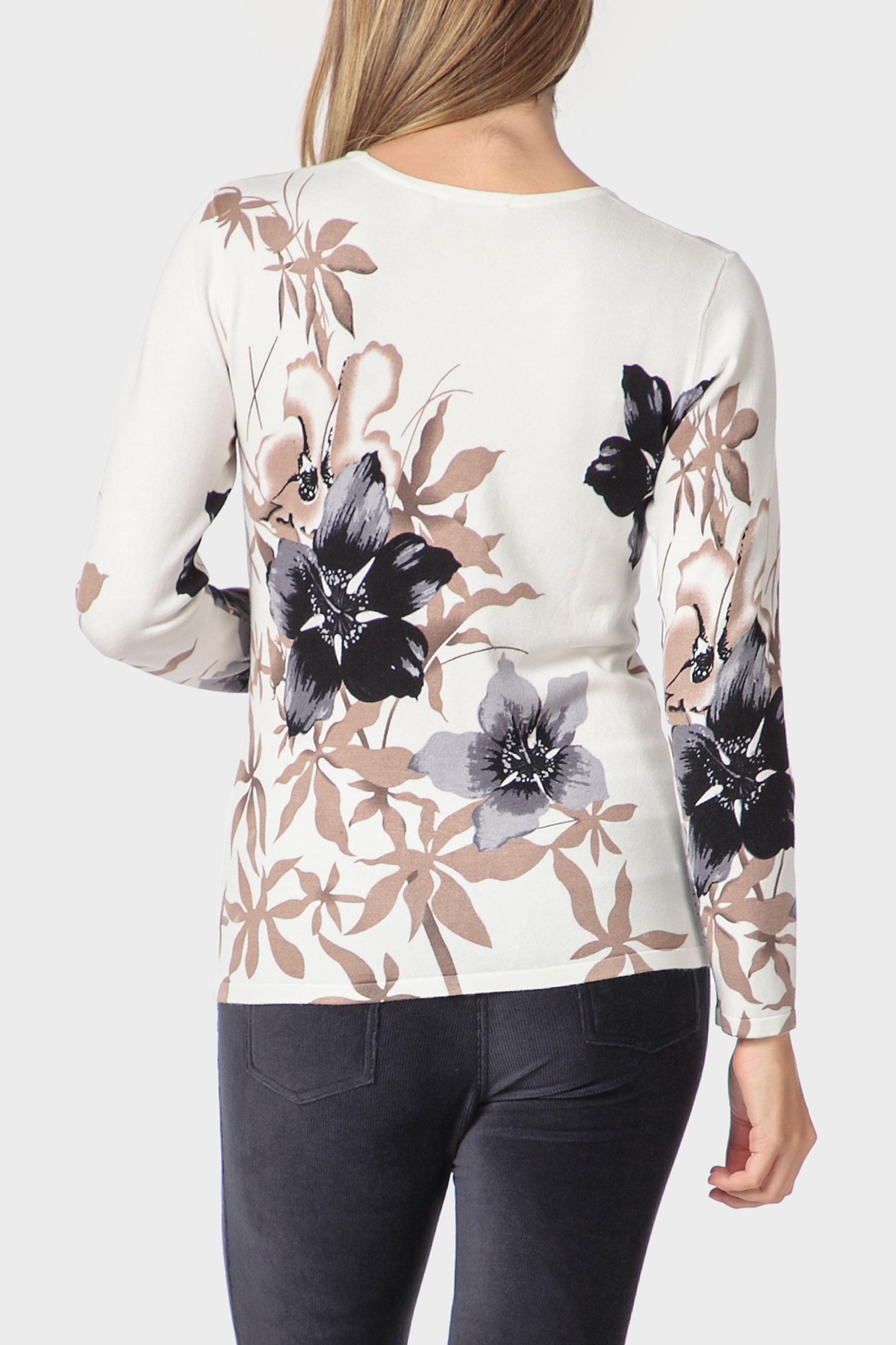 Cream Rhinestone Print Sweater, 3701_148, large image number 2