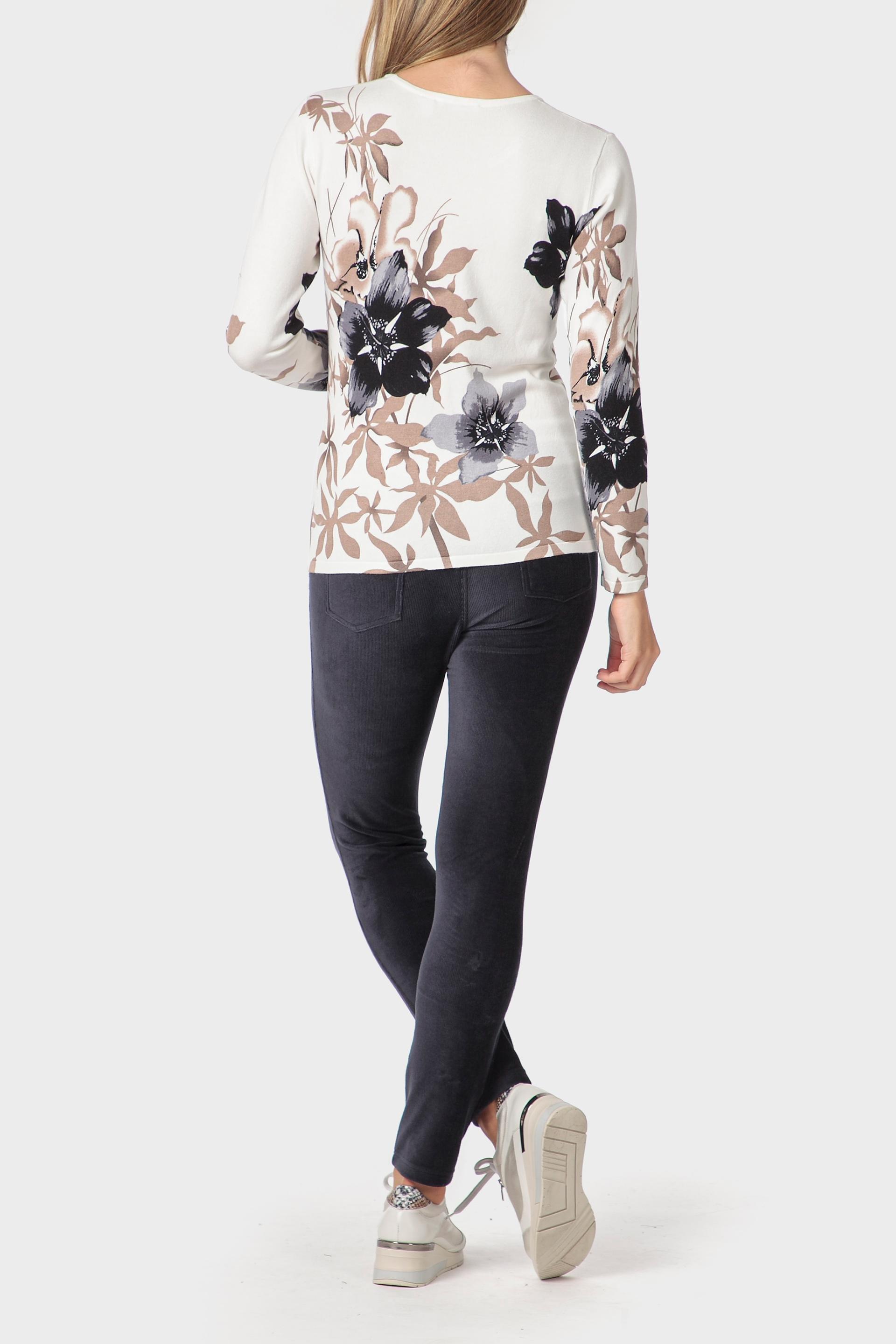 Cream Rhinestone Print Sweater, 3701_148, large image number 3