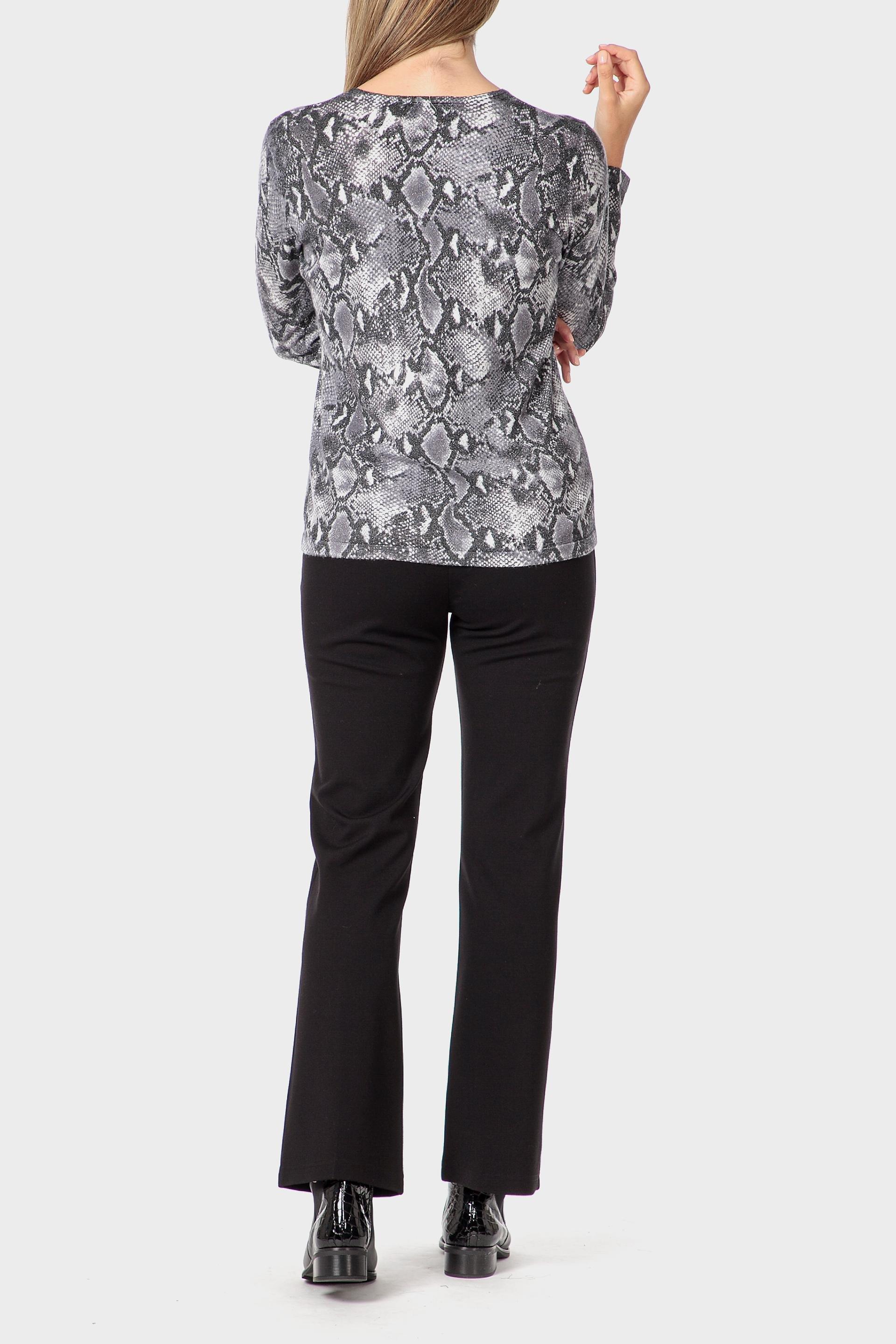 Grey Animal Print Sweater, Grey, large image number 3