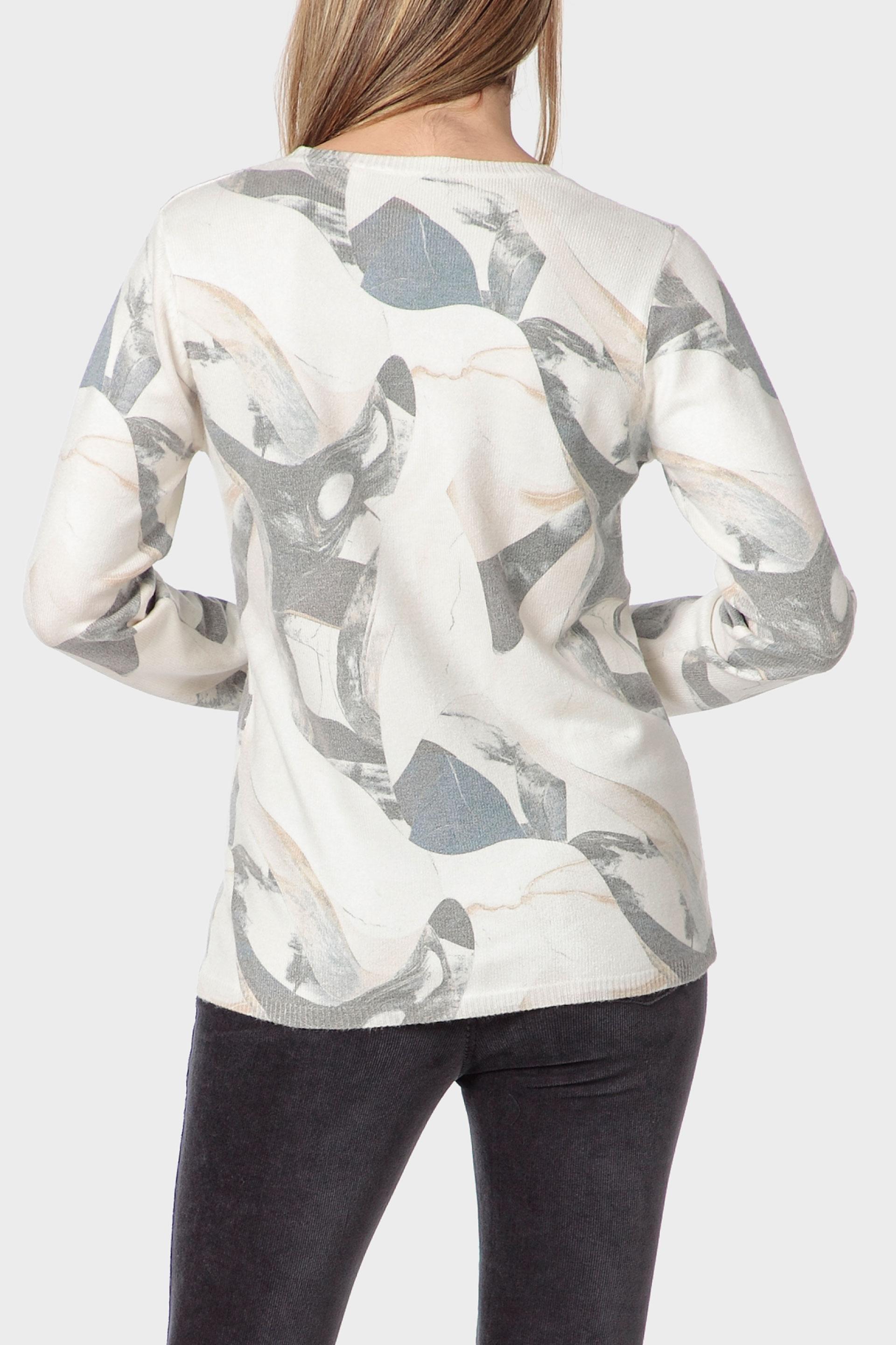 Cream Rhinestone Print Sweater, 3701_121, large image number 2