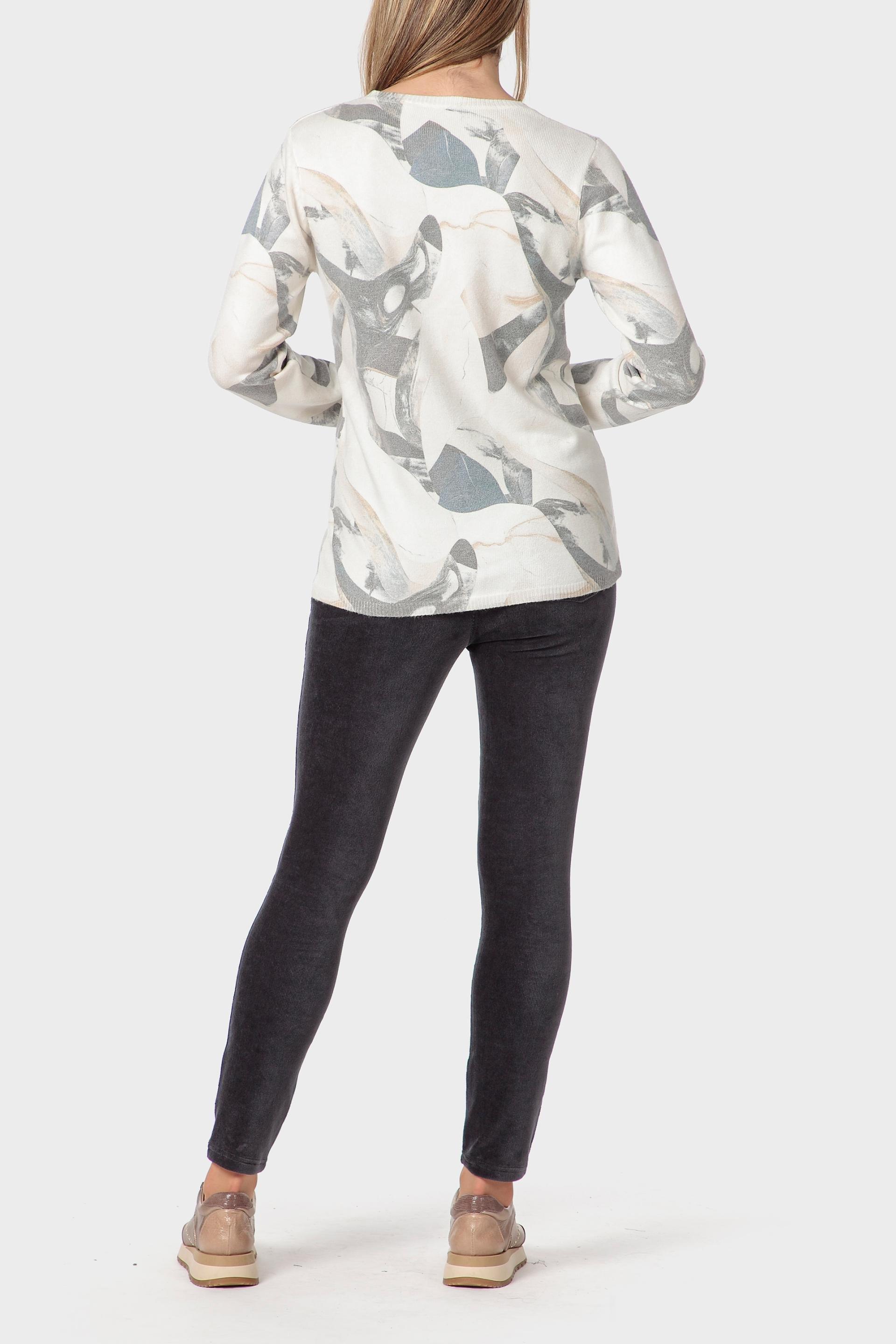 Cream Rhinestone Print Sweater, 3701_121, large image number 3