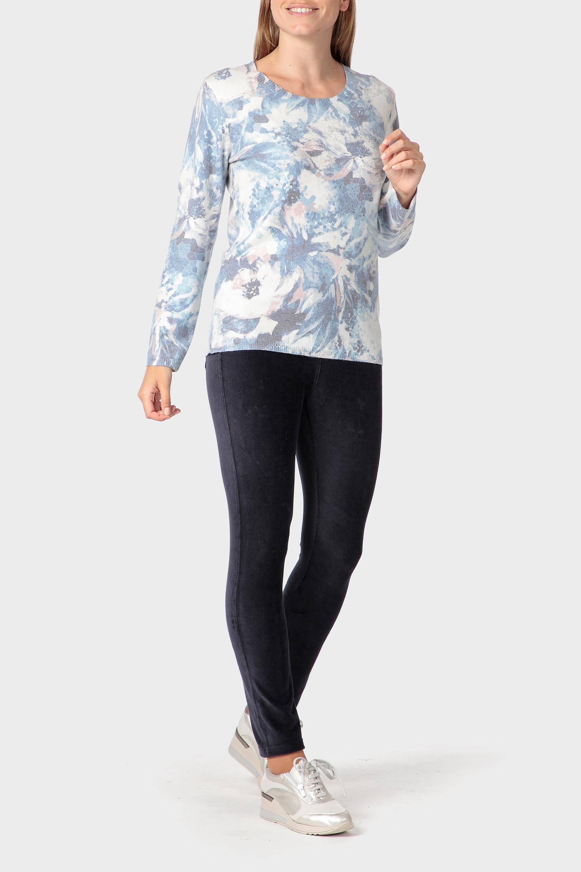 Blue Rhinestone Print Sweater, Blue Sky, medium