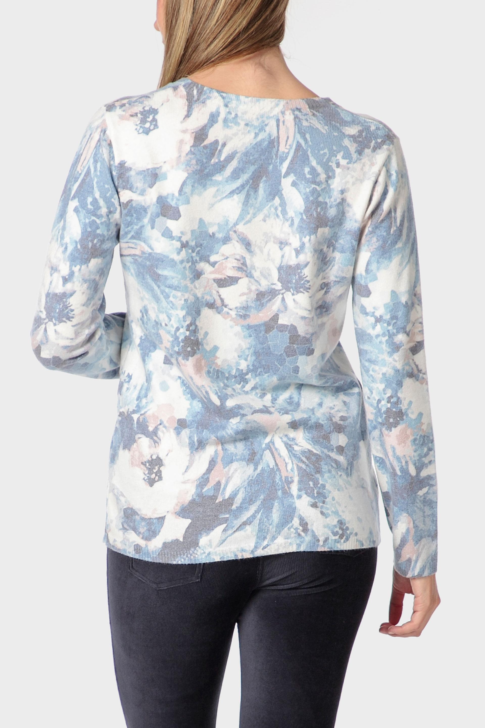 Blue Rhinestone Print Sweater, 3701_125, large image number 2