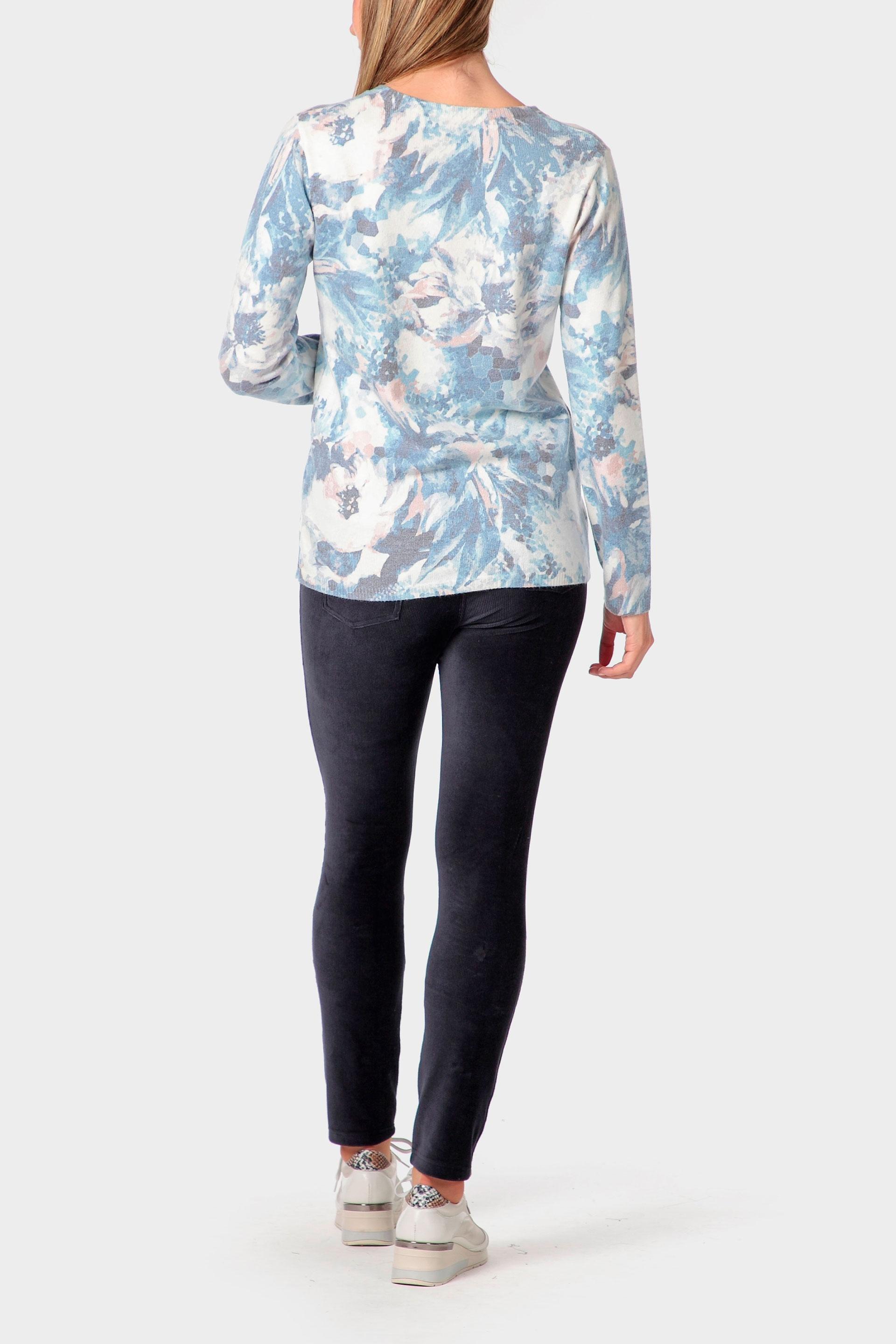 Blue Rhinestone Print Sweater, 3701_125, large image number 3