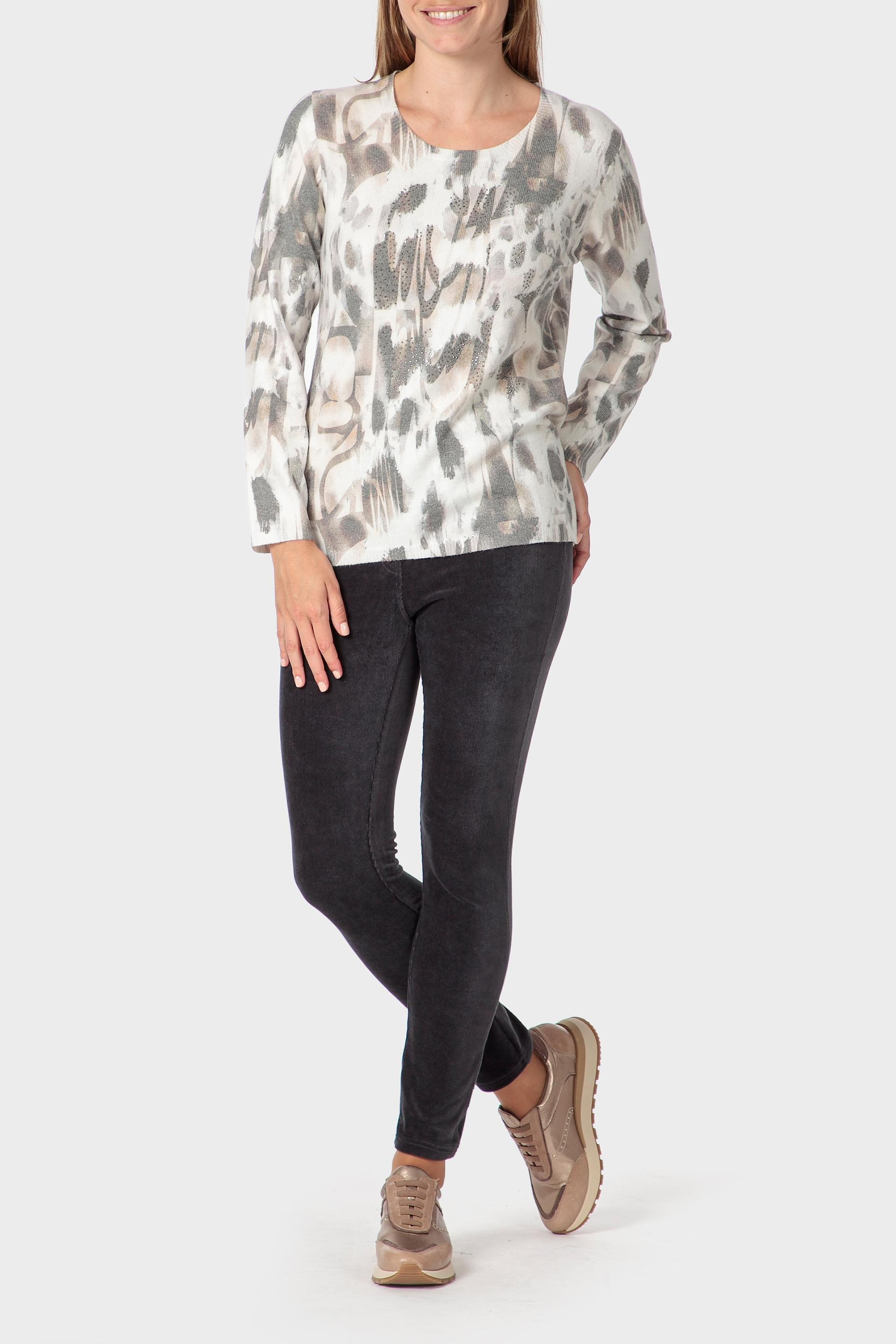 سترة بأحجار الراين وطبعة، رمادي, Beige Toasted, large image number 1