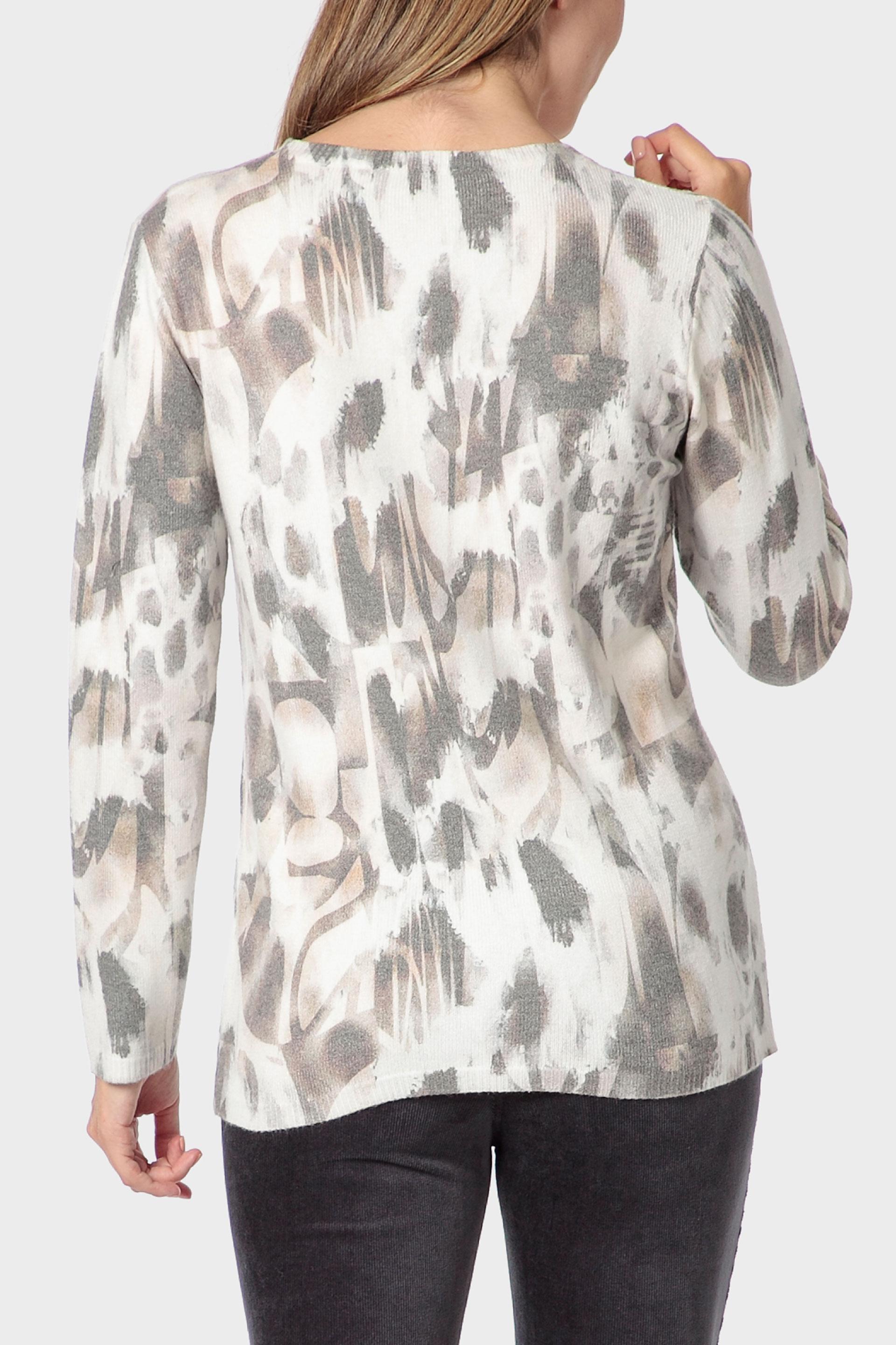 سترة بأحجار الراين وطبعة، رمادي, Beige Toasted, large image number 2