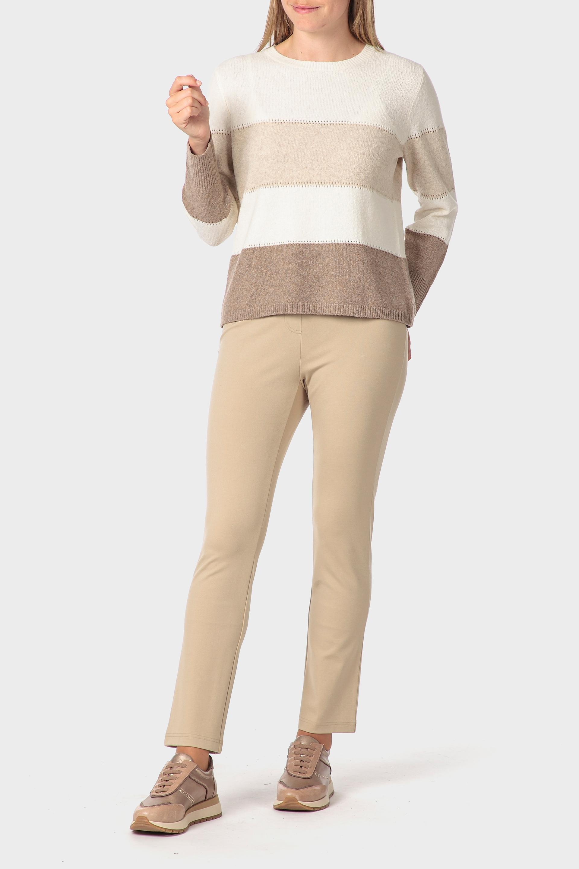 سترة مخططة، كريمي, Brown Vignore, large image number 1