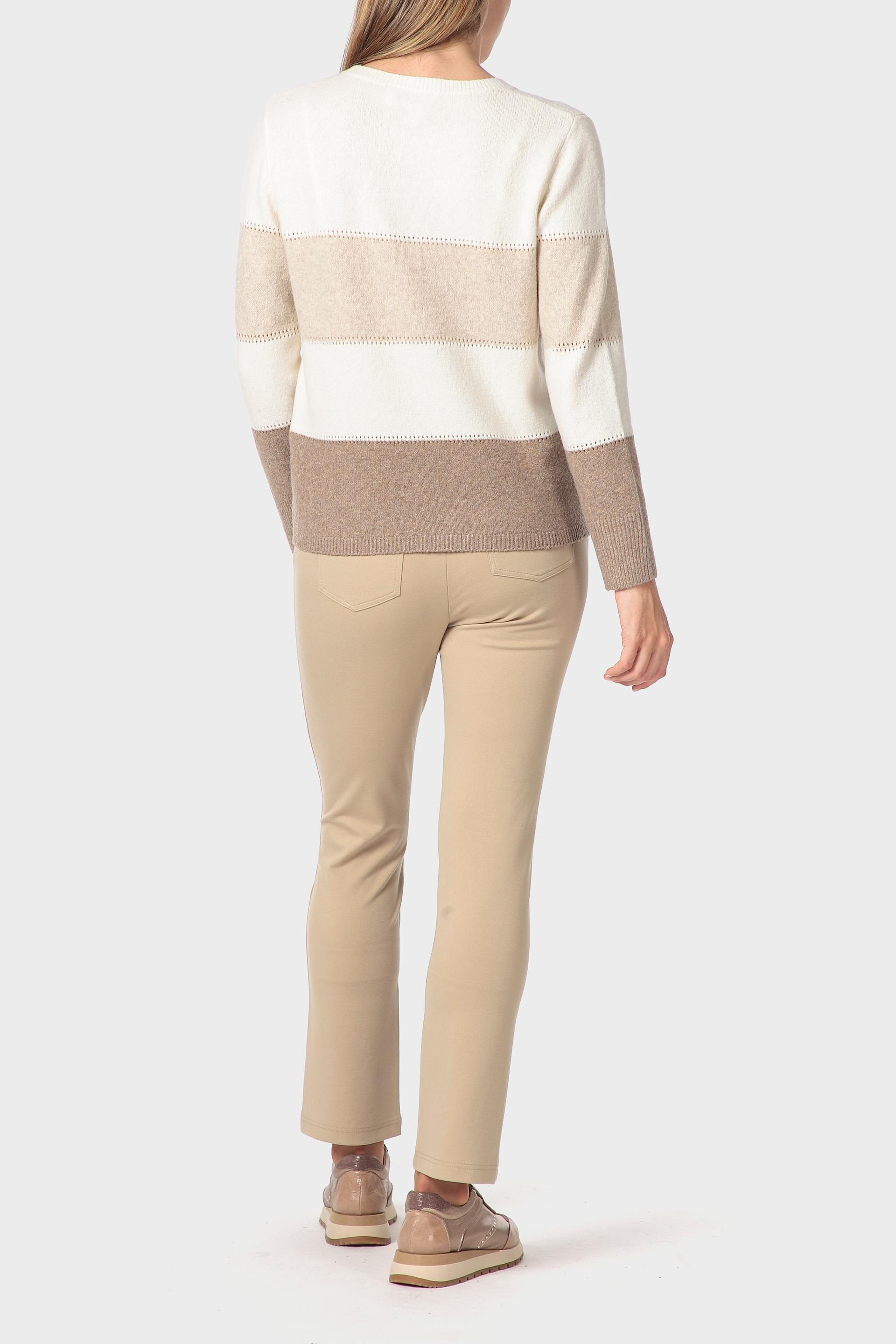 Cream Striped Sweater, 3701_258, large image number 3