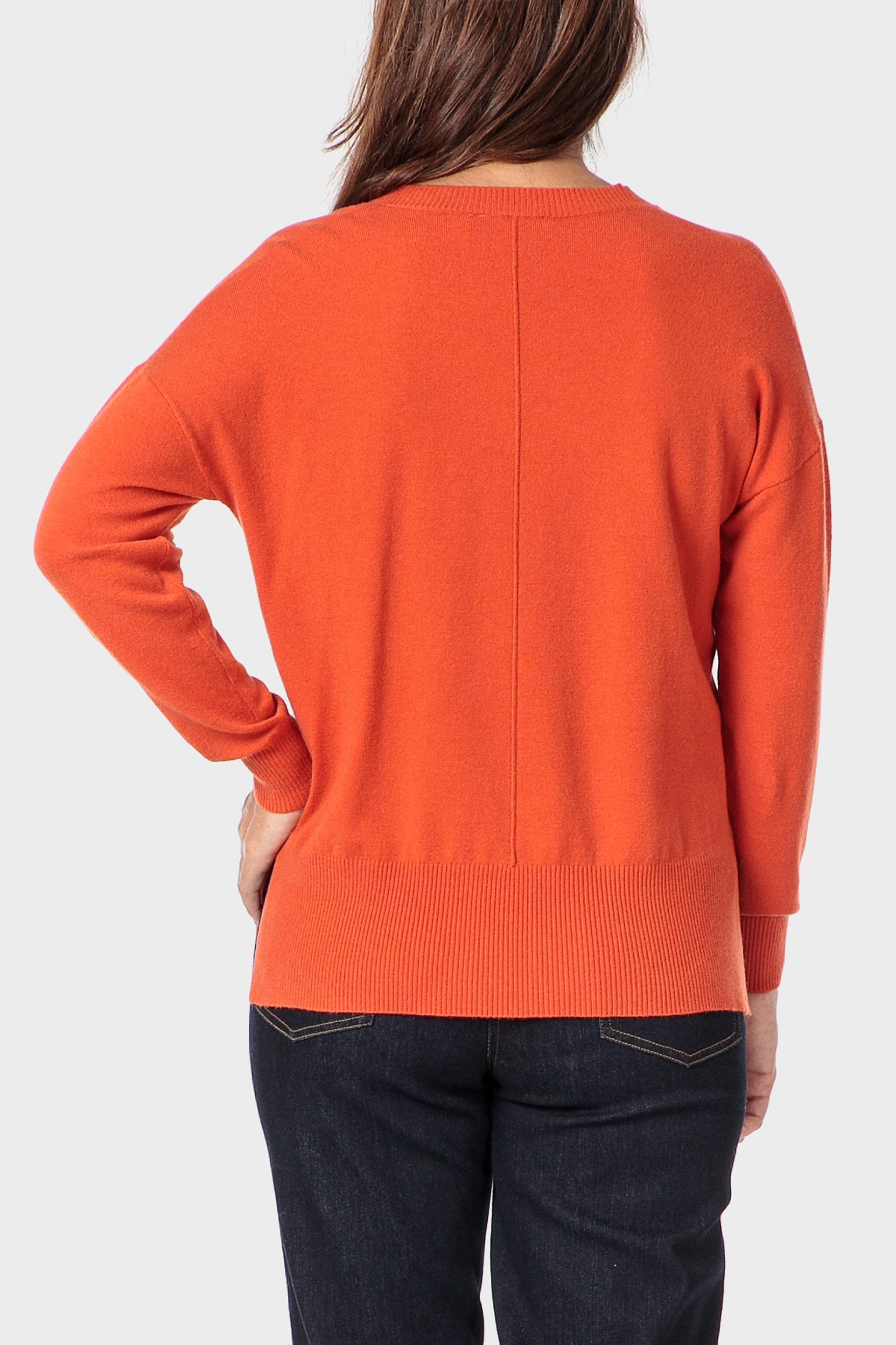 Orange V-Neck Sweater, Orange Dark, medium