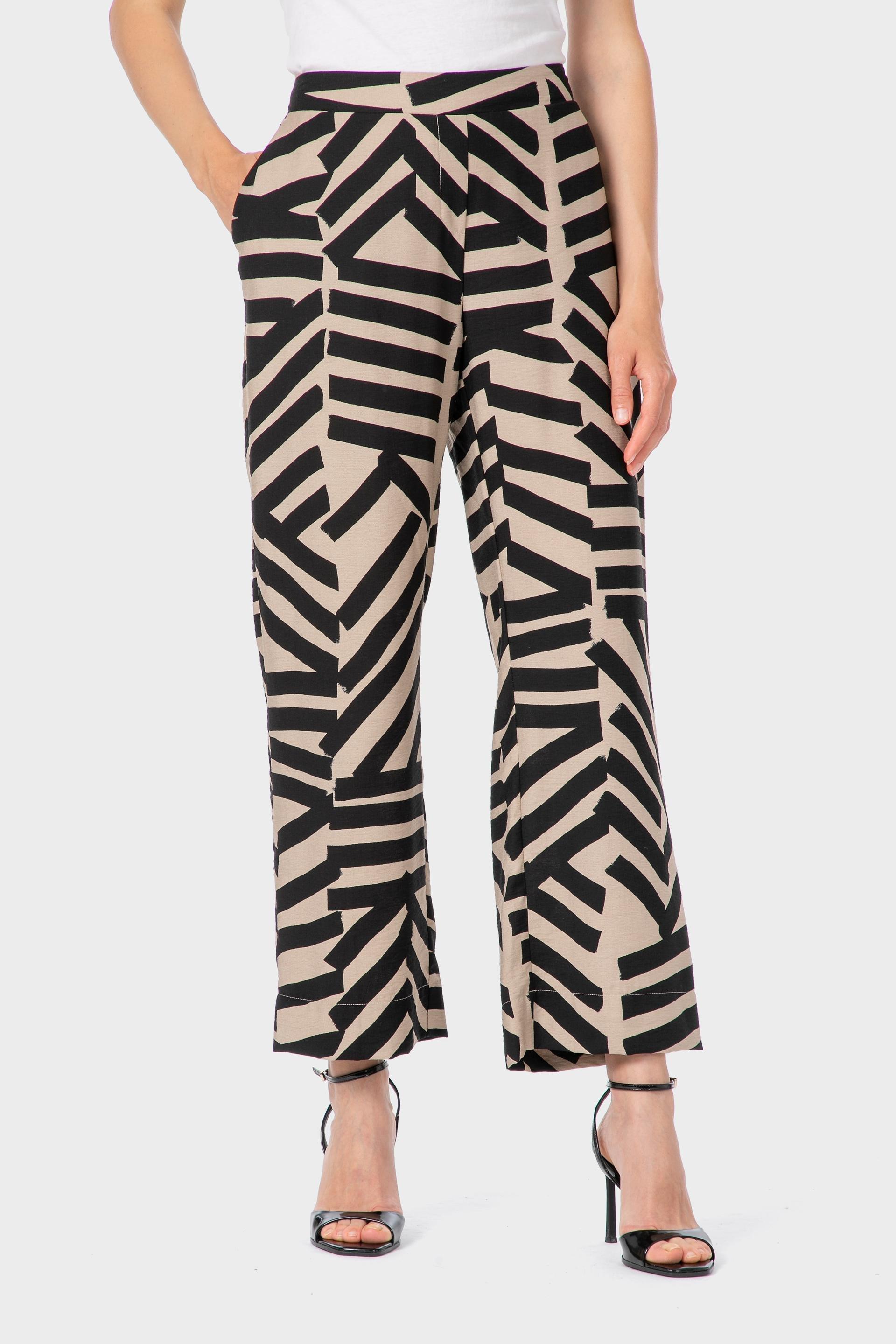 Beige Printed Trousers, , large image number 1