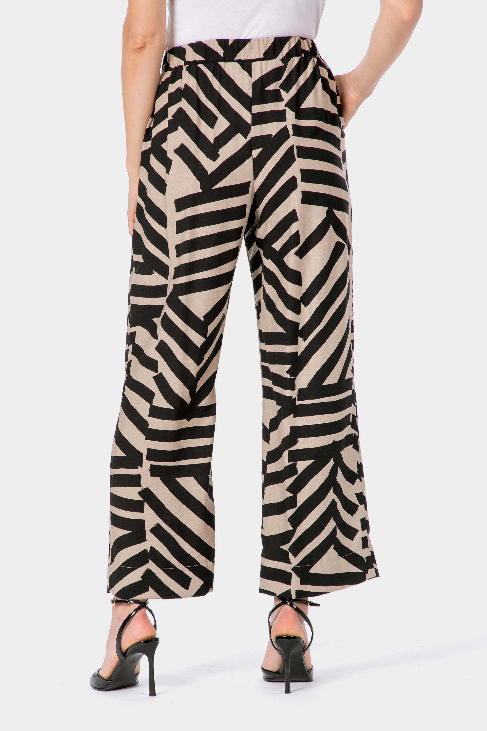 Beige Printed Trousers, , large image number 2