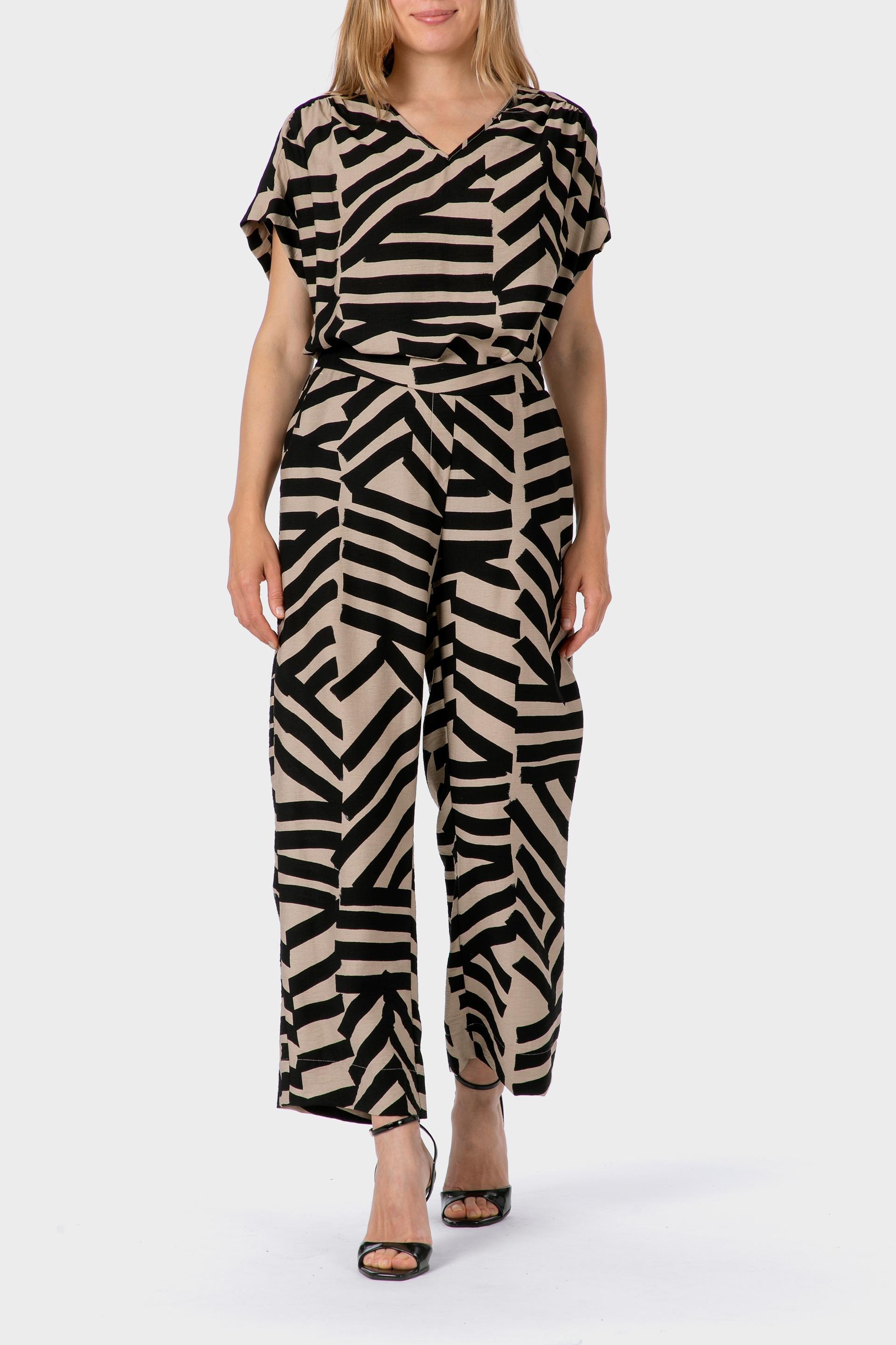 Beige Printed Trousers, , large image number 3