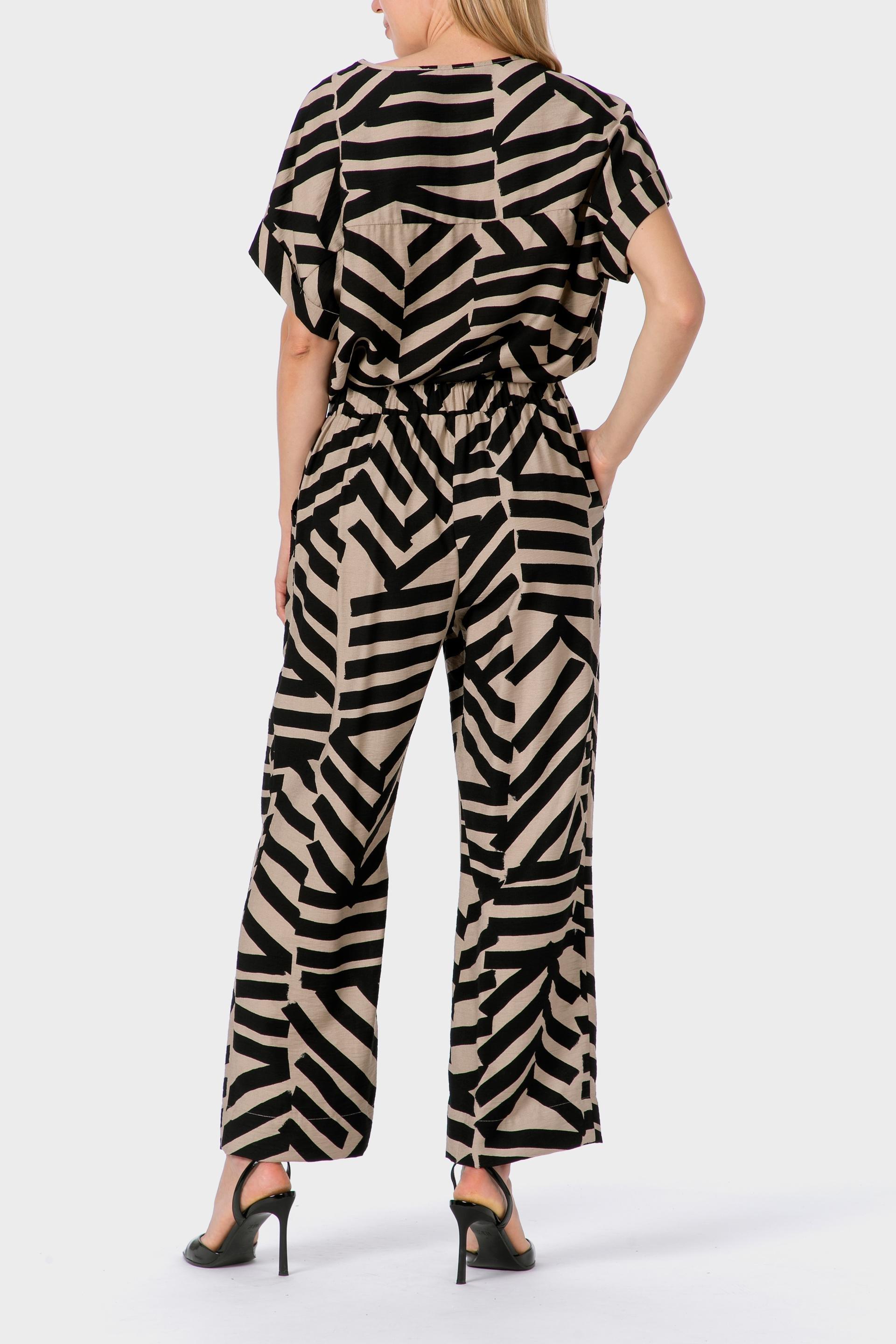 Beige Printed Trousers, , large image number 4