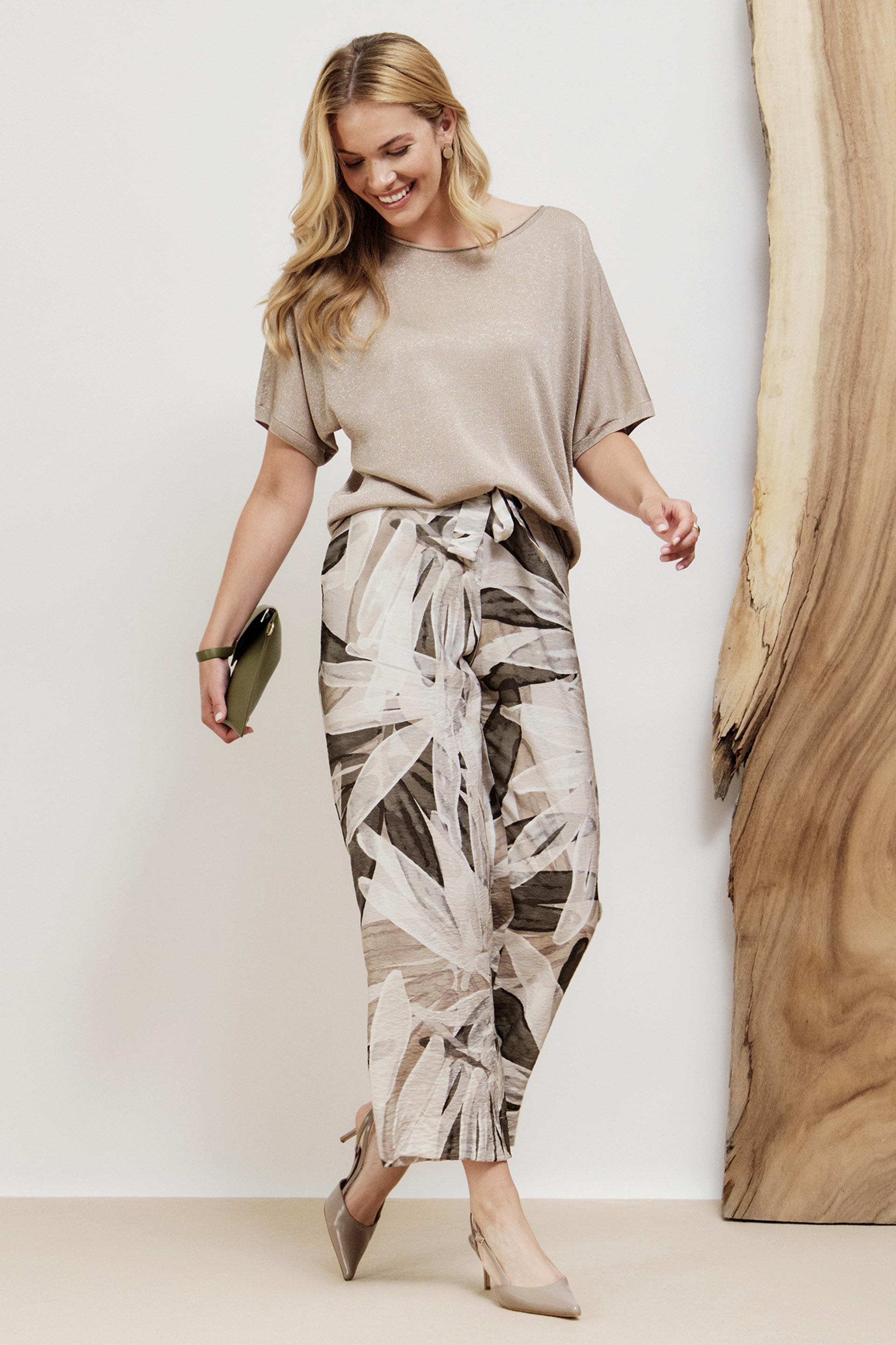 Khaki Printed Trousers, 3701_155, large image number 0