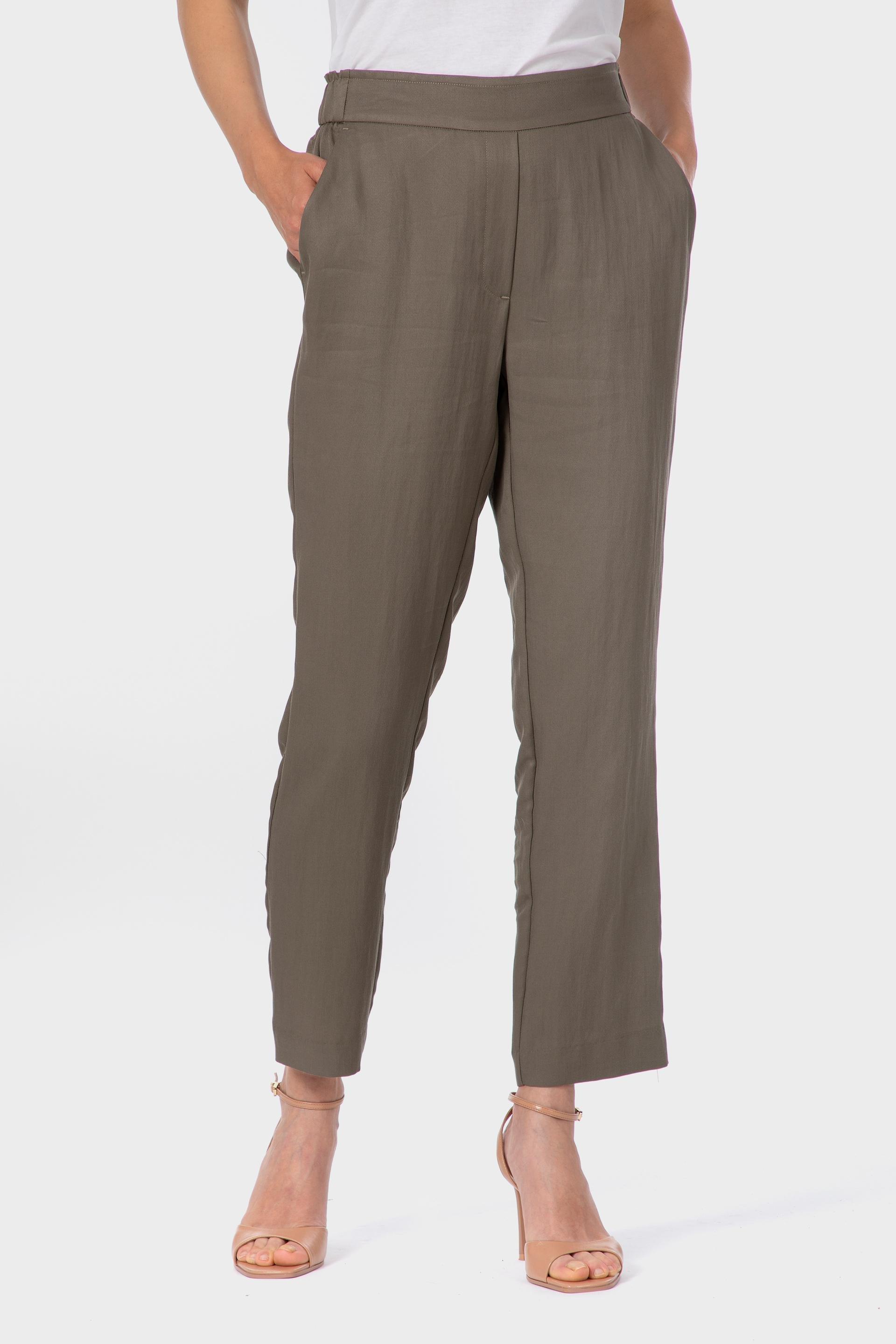 Khaki Elastic Waist Trousers, 3701_155, large image number 2