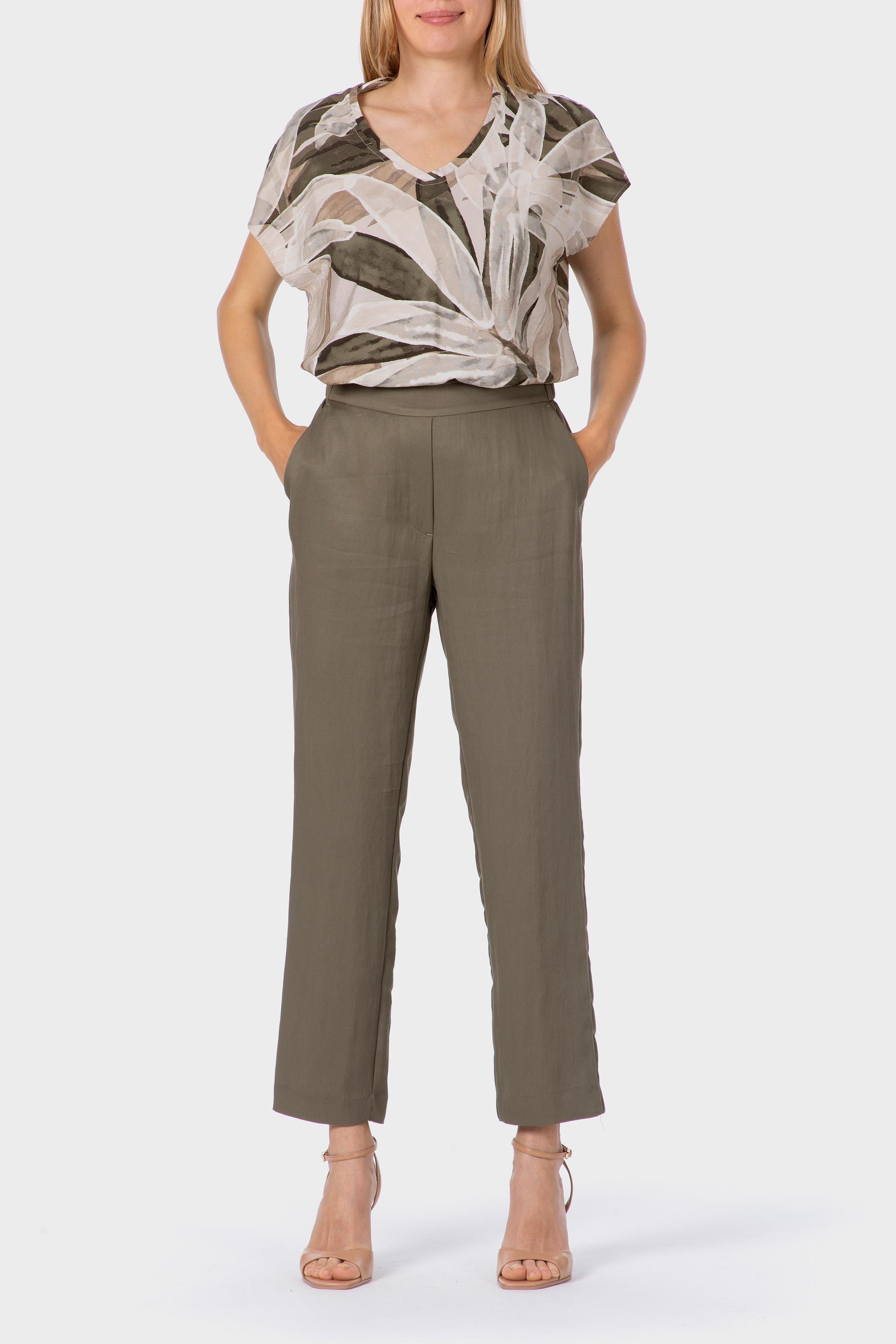 Khaki Elastic Waist Trousers, 3701_155, large image number 3
