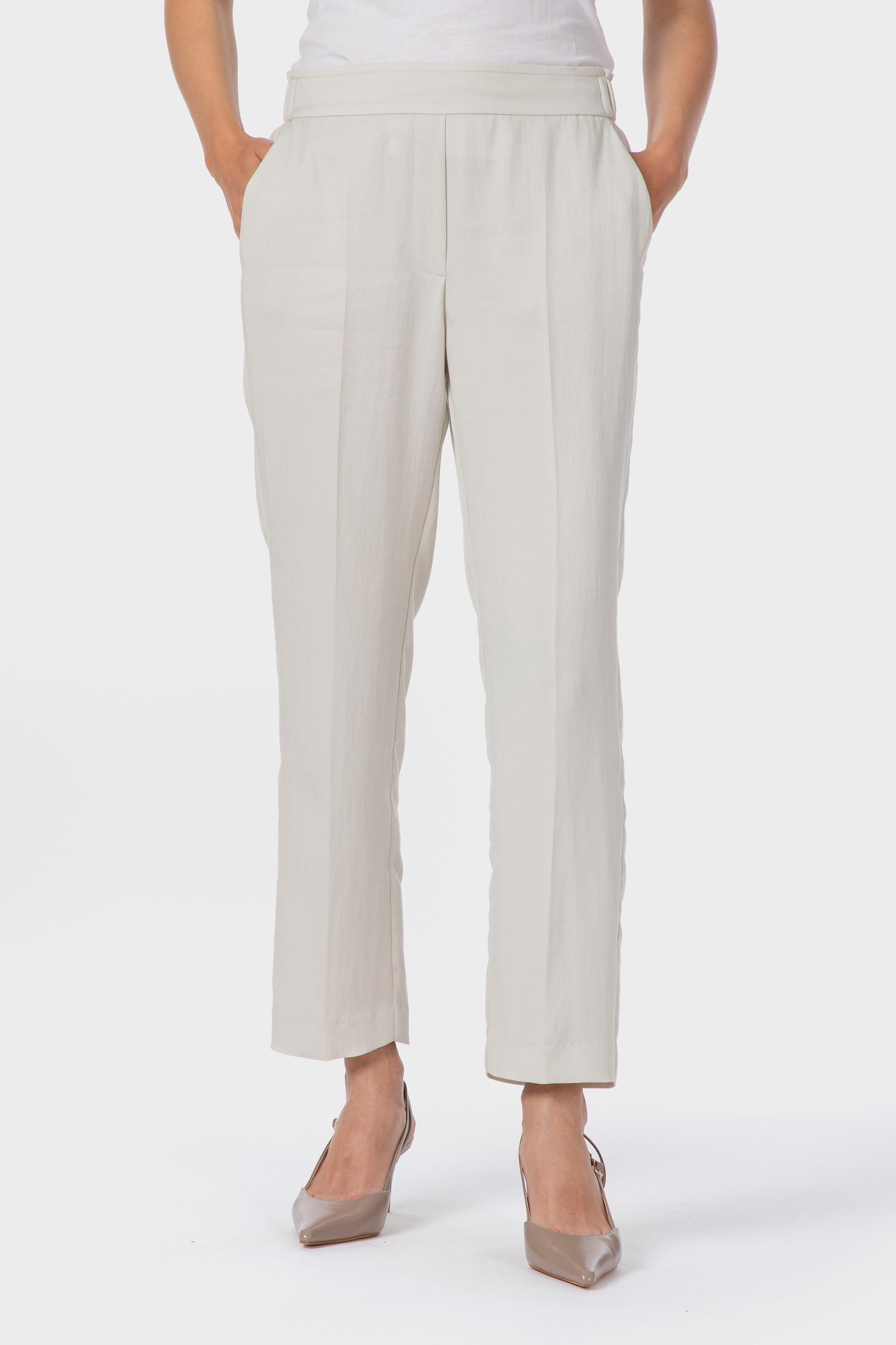 Beige Elastic Waist Trousers, 3701_136, large image number 0