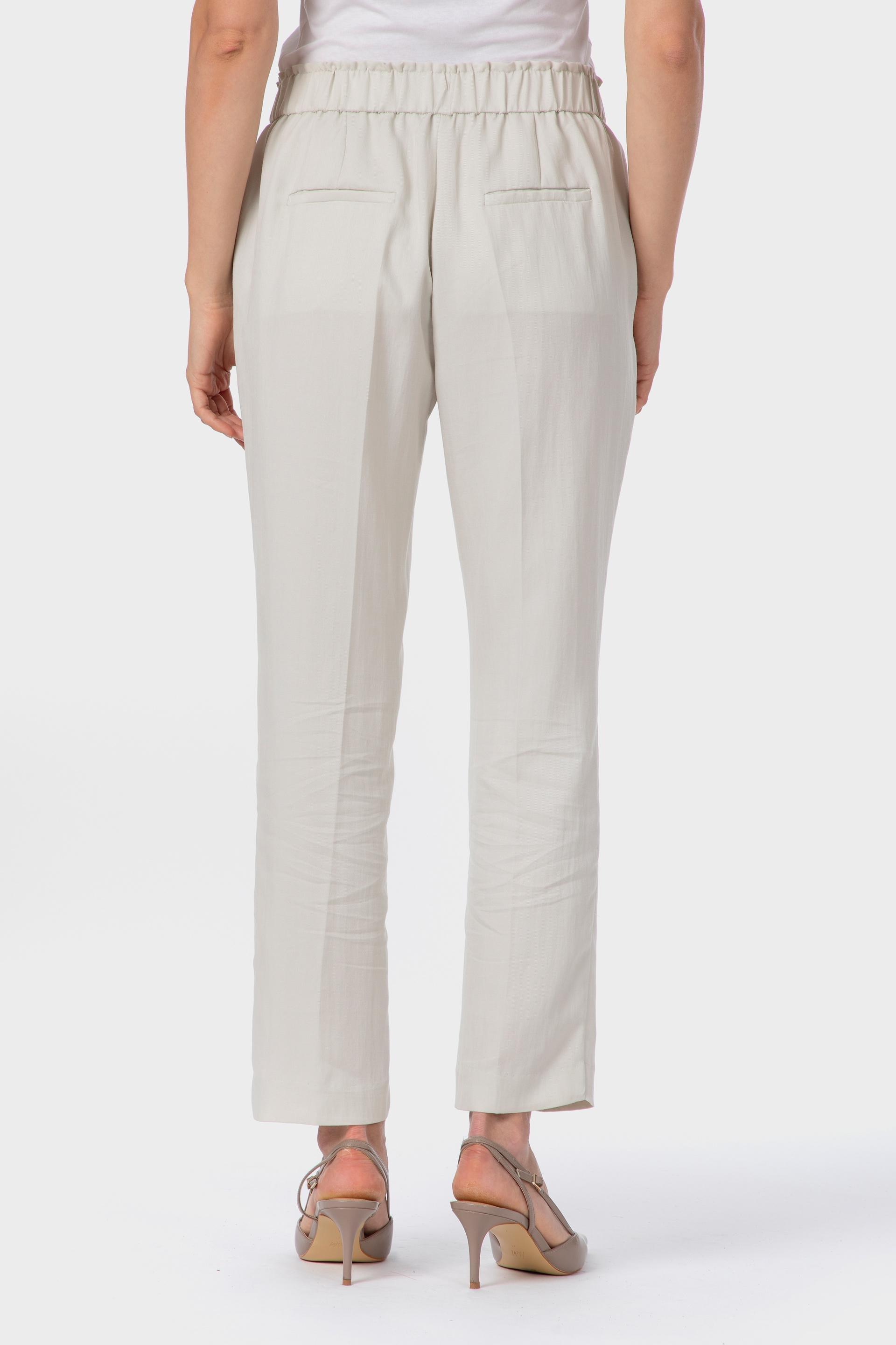 Beige Elastic Waist Trousers, 3701_136, large image number 2