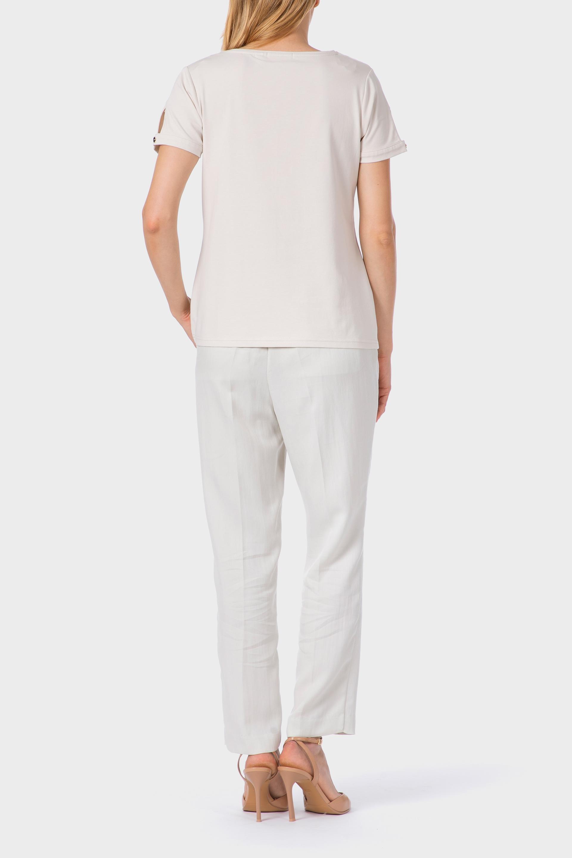 Beige Elastic Waist Trousers, 3701_136, large image number 3