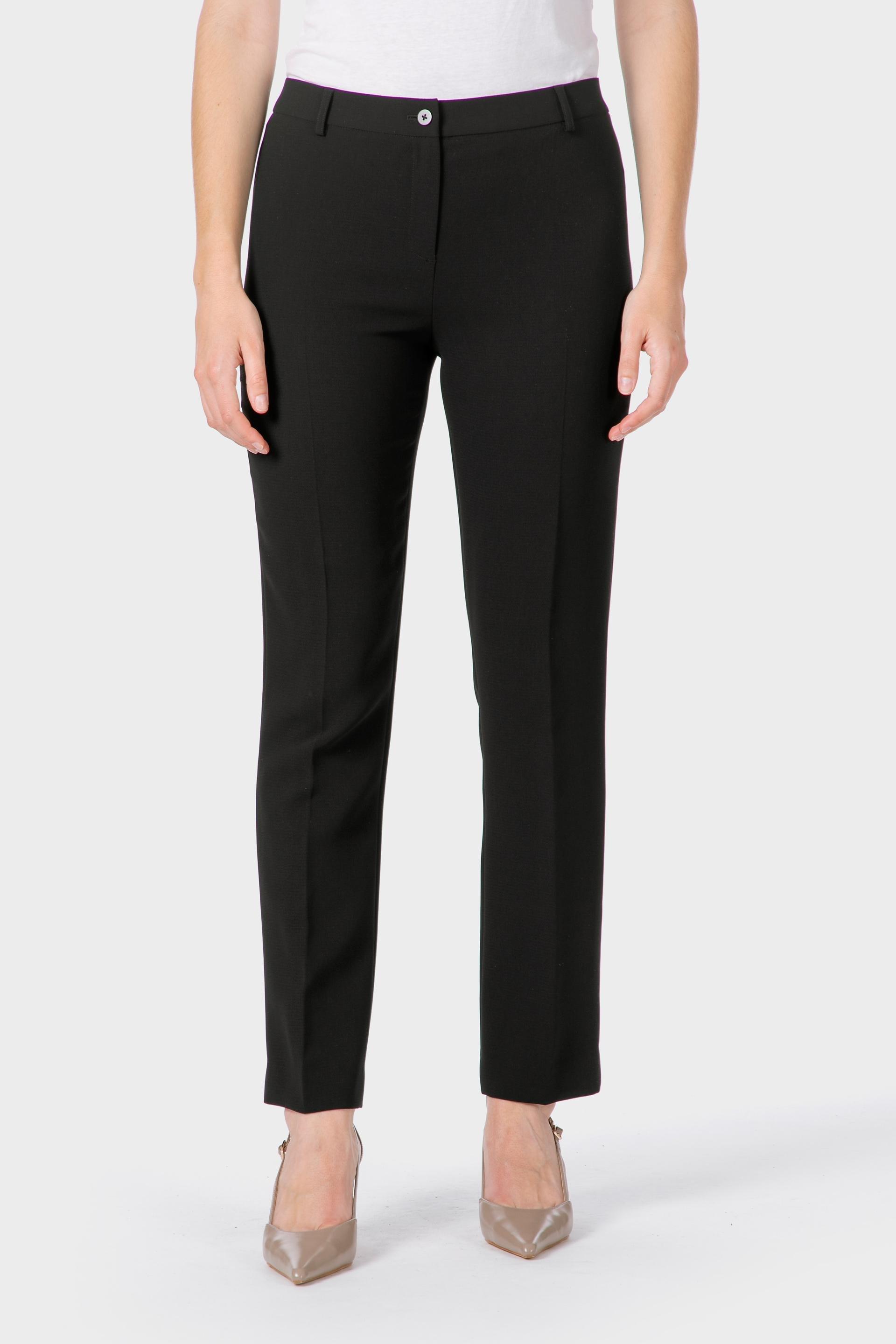 Black Crepe Trousers With Elastic Waist, 3701_120, medium