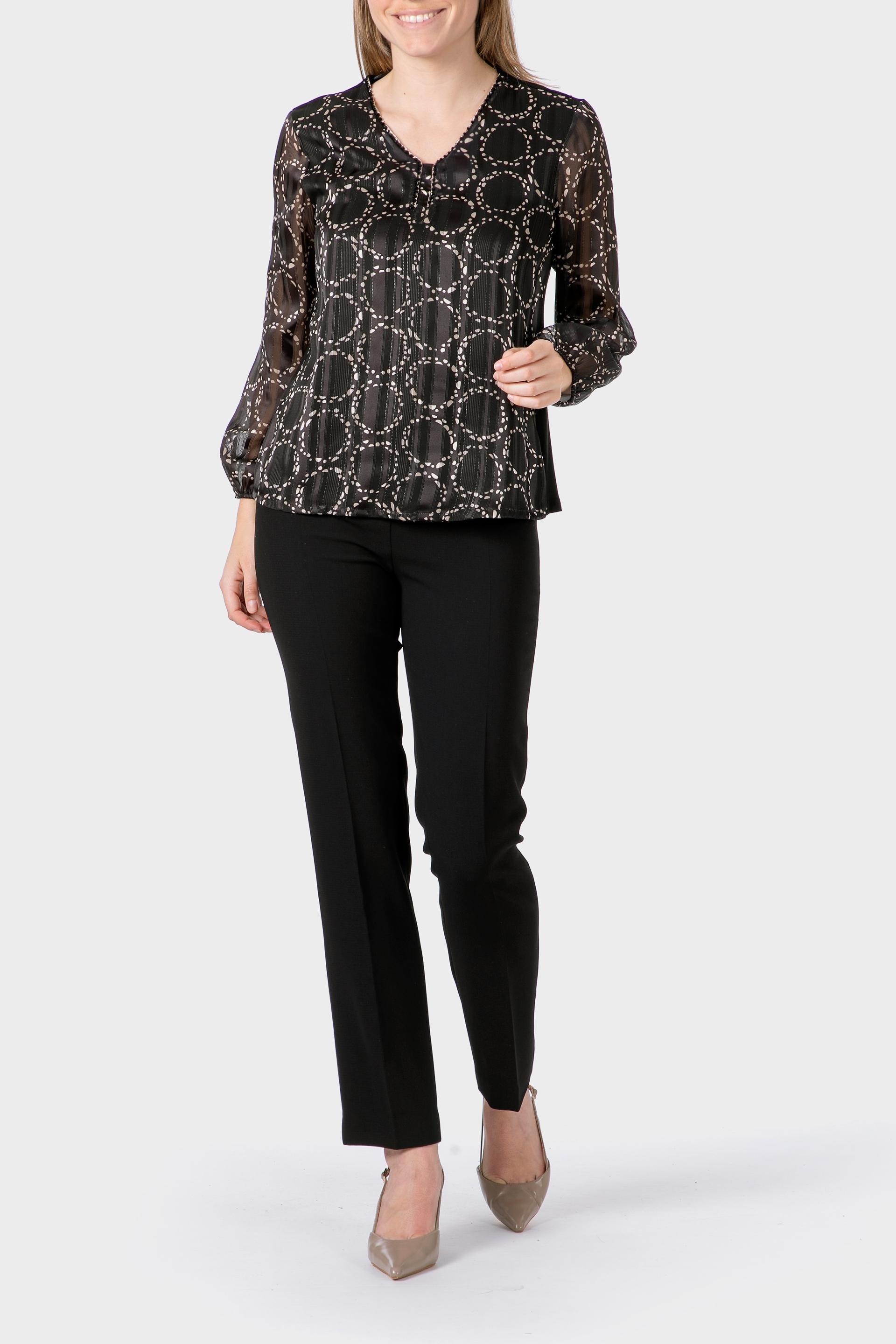 Black Crepe Trousers With Elastic Waist, 3701_120, medium