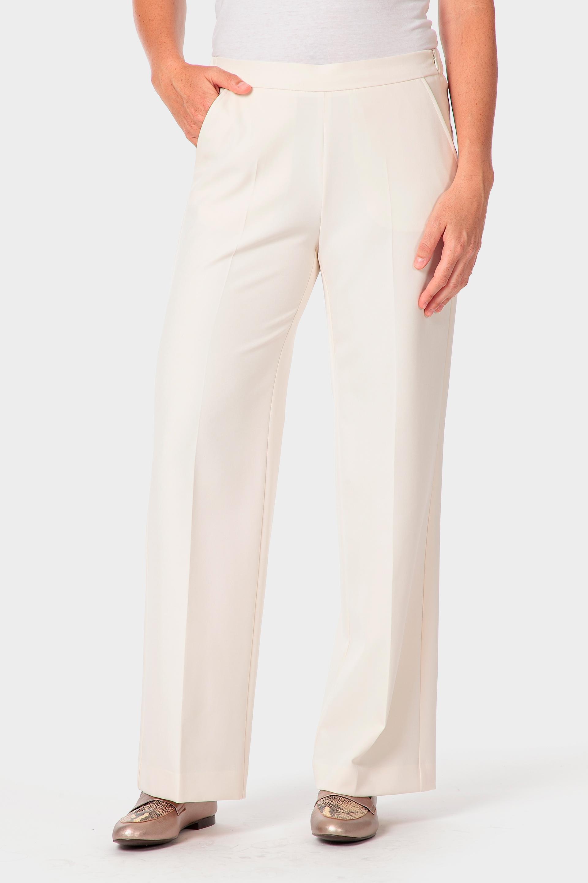 Beige Plain Relaxed Trousers, Beige Wax, large image number 1