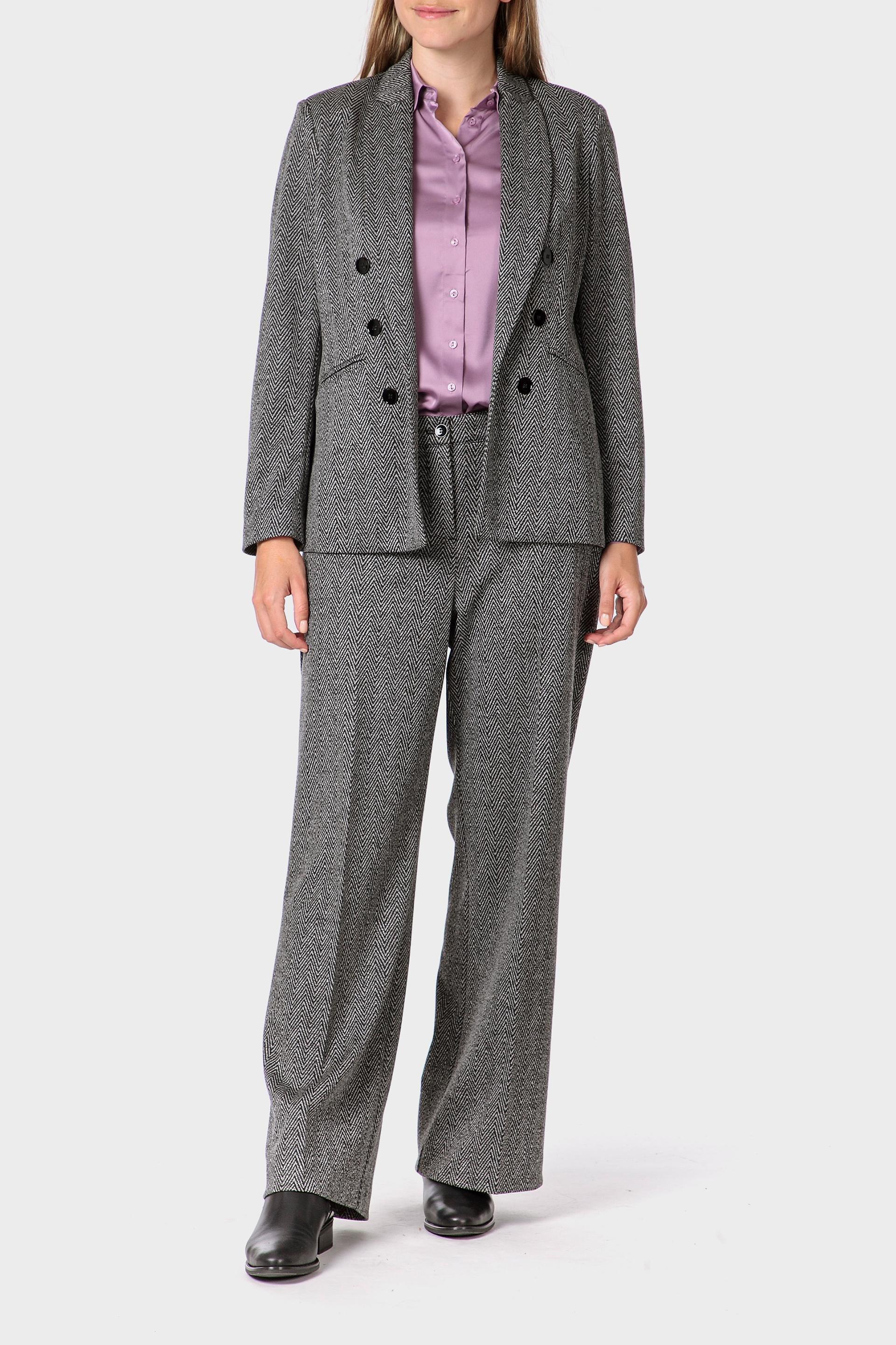 Grey Herringbone Trousers, Grey Dark, large image number 1