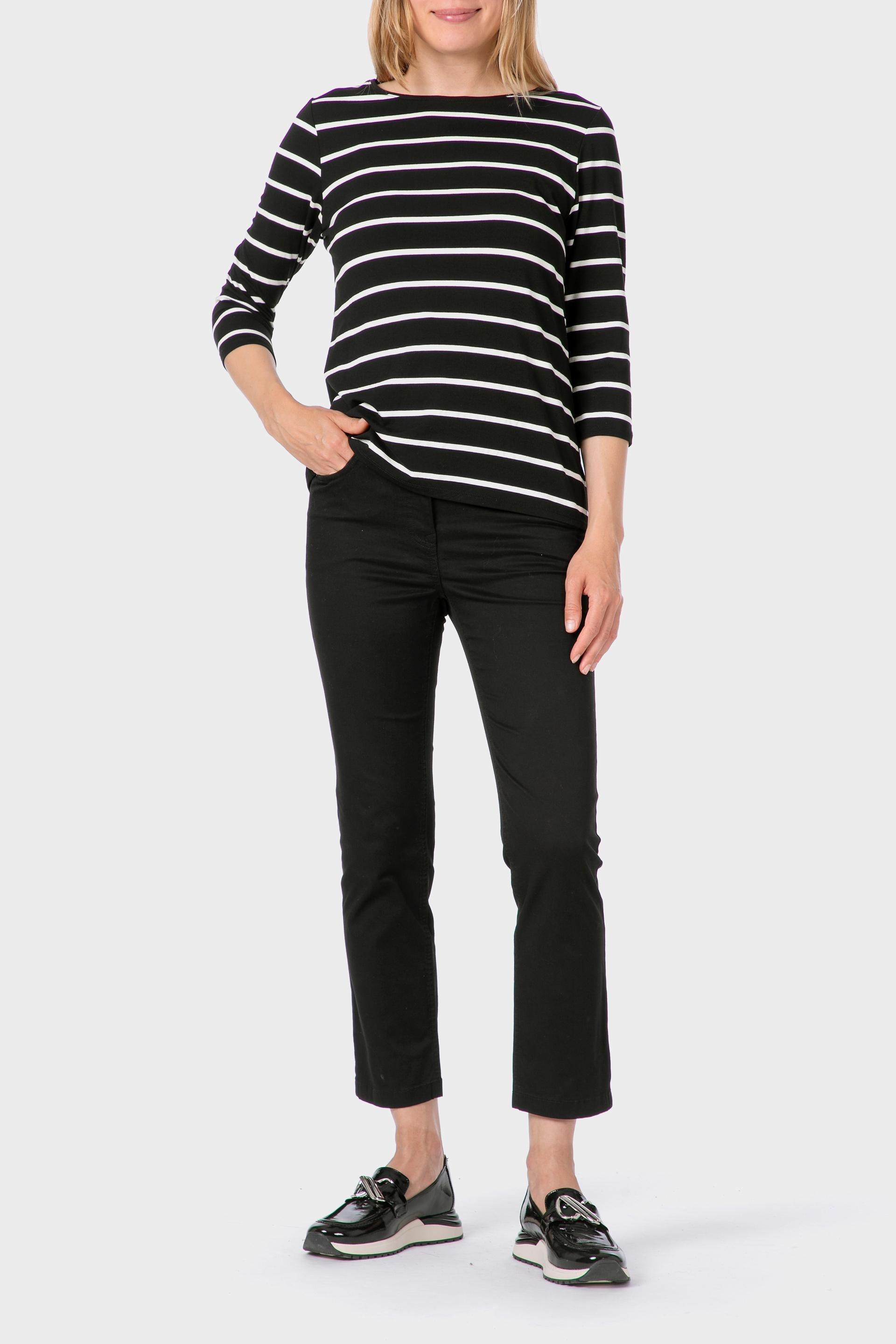 Black Cotton Capri Trousers, Black, large image number 0