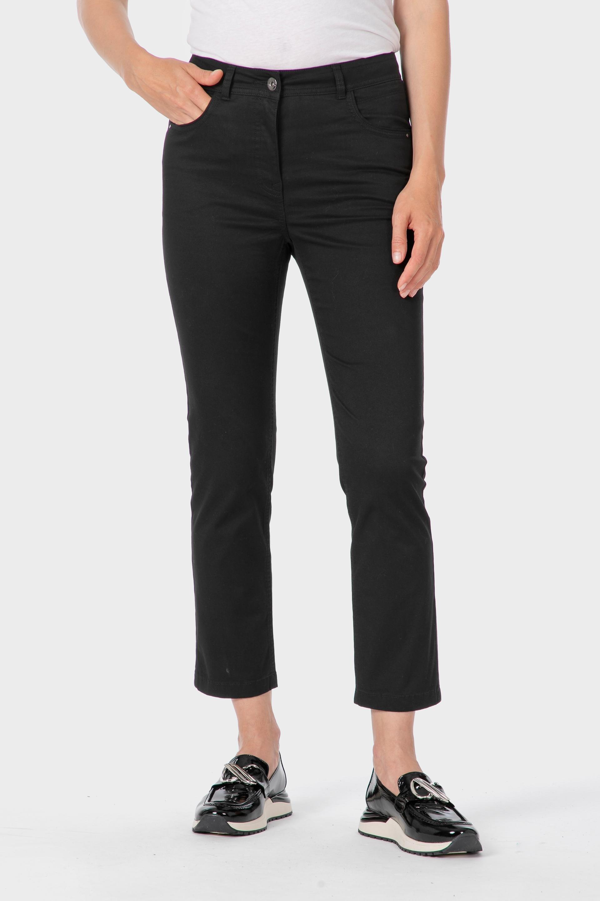 Black Cotton Capri Trousers, Black, large image number 1
