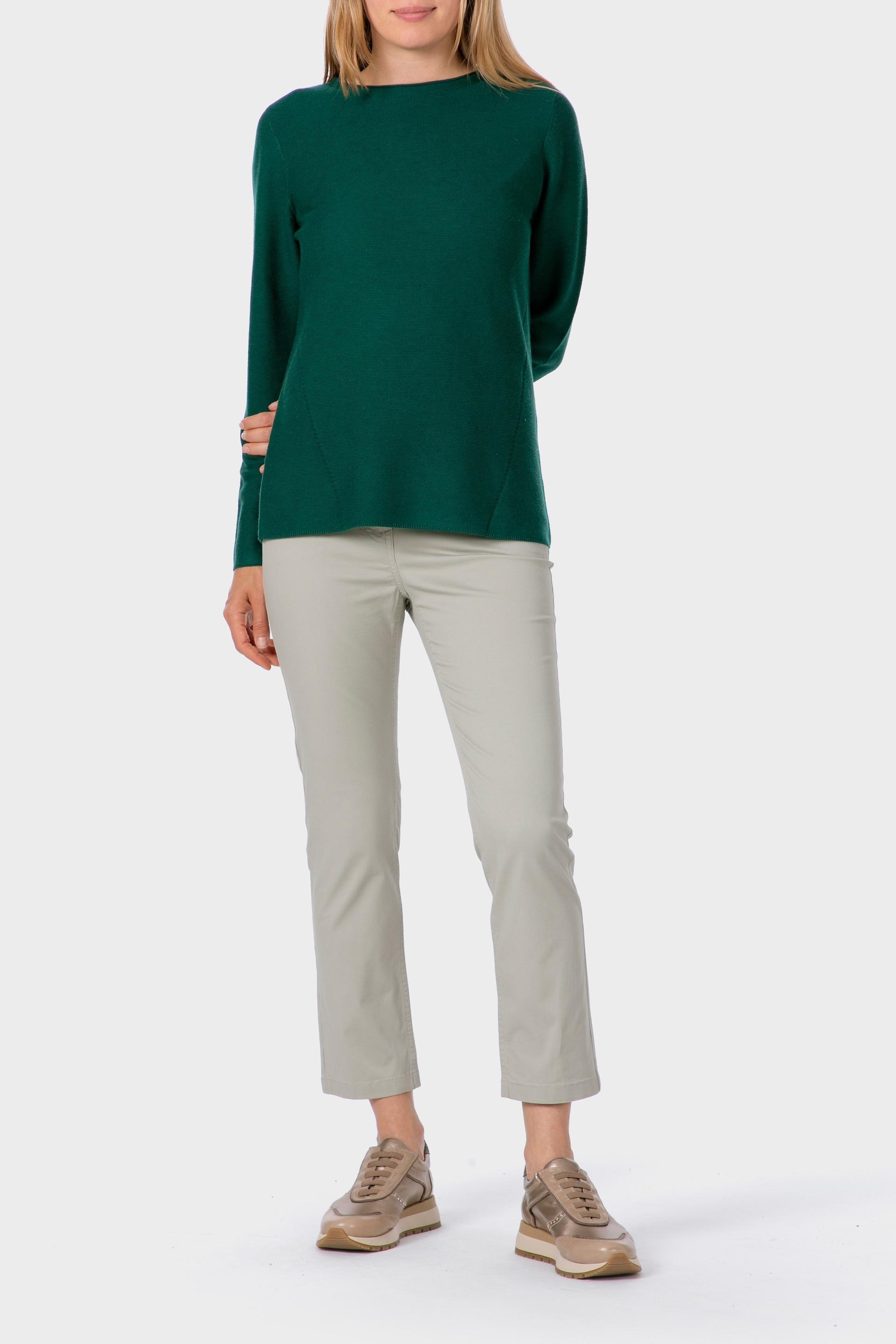 Cream Cotton Capri Trousers, Green Agata, large image number 0