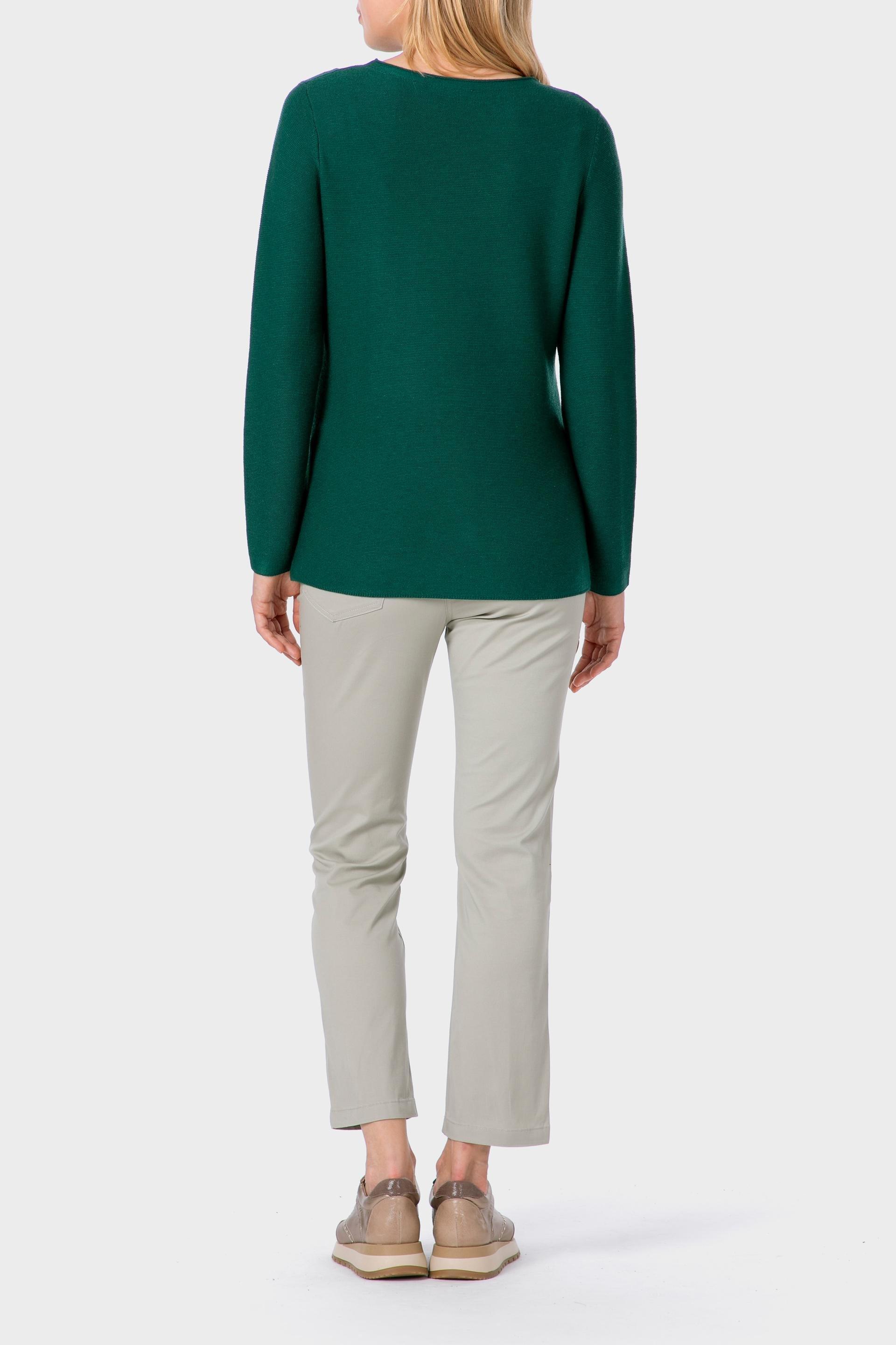 Cream Cotton Capri Trousers, Green Agata, large image number 1