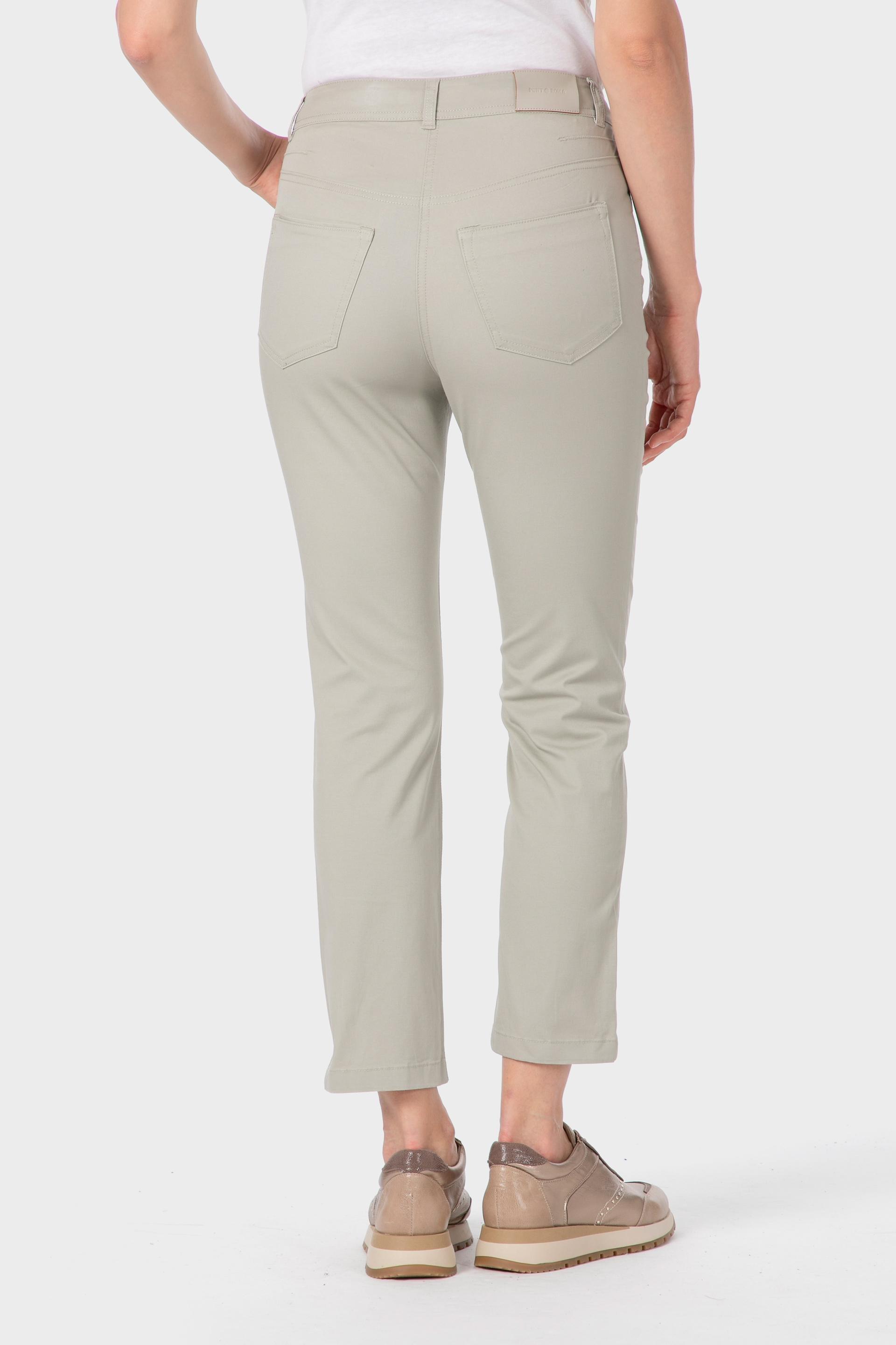 Cream Cotton Capri Trousers, Green Agata, large image number 2