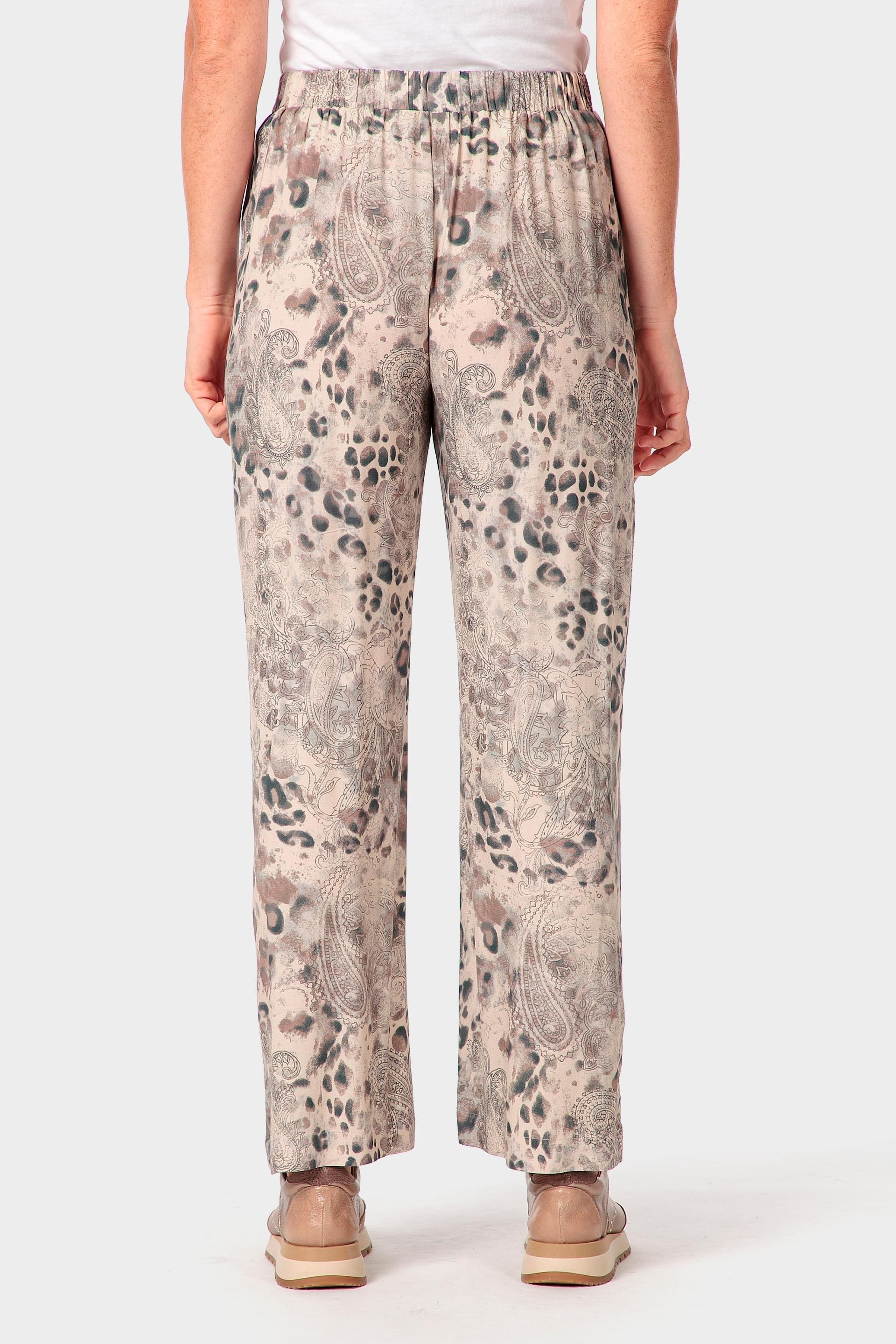 Beige Animal Print Trousers, Beige, large image number 2