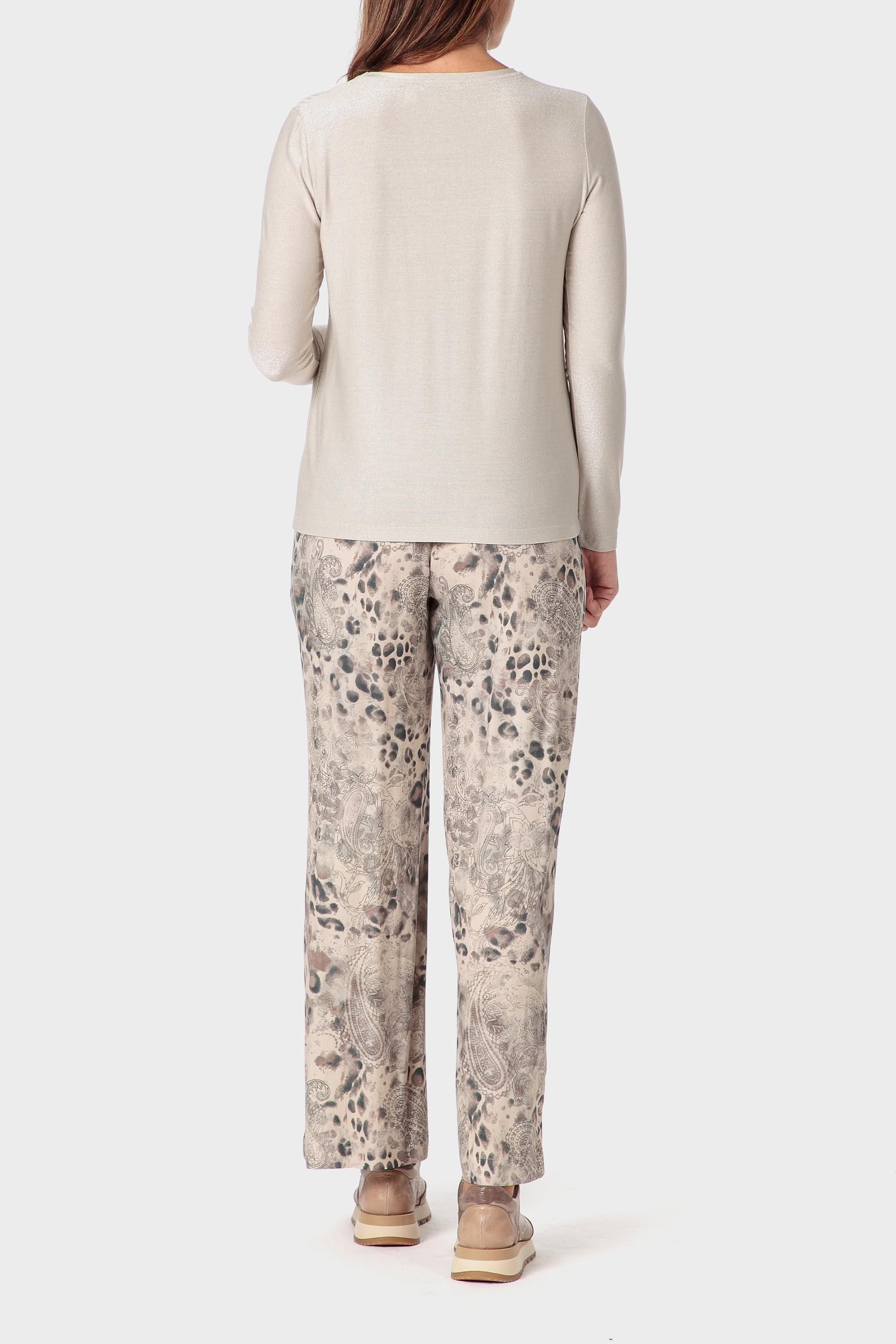 Beige Animal Print Trousers, Beige, large image number 3