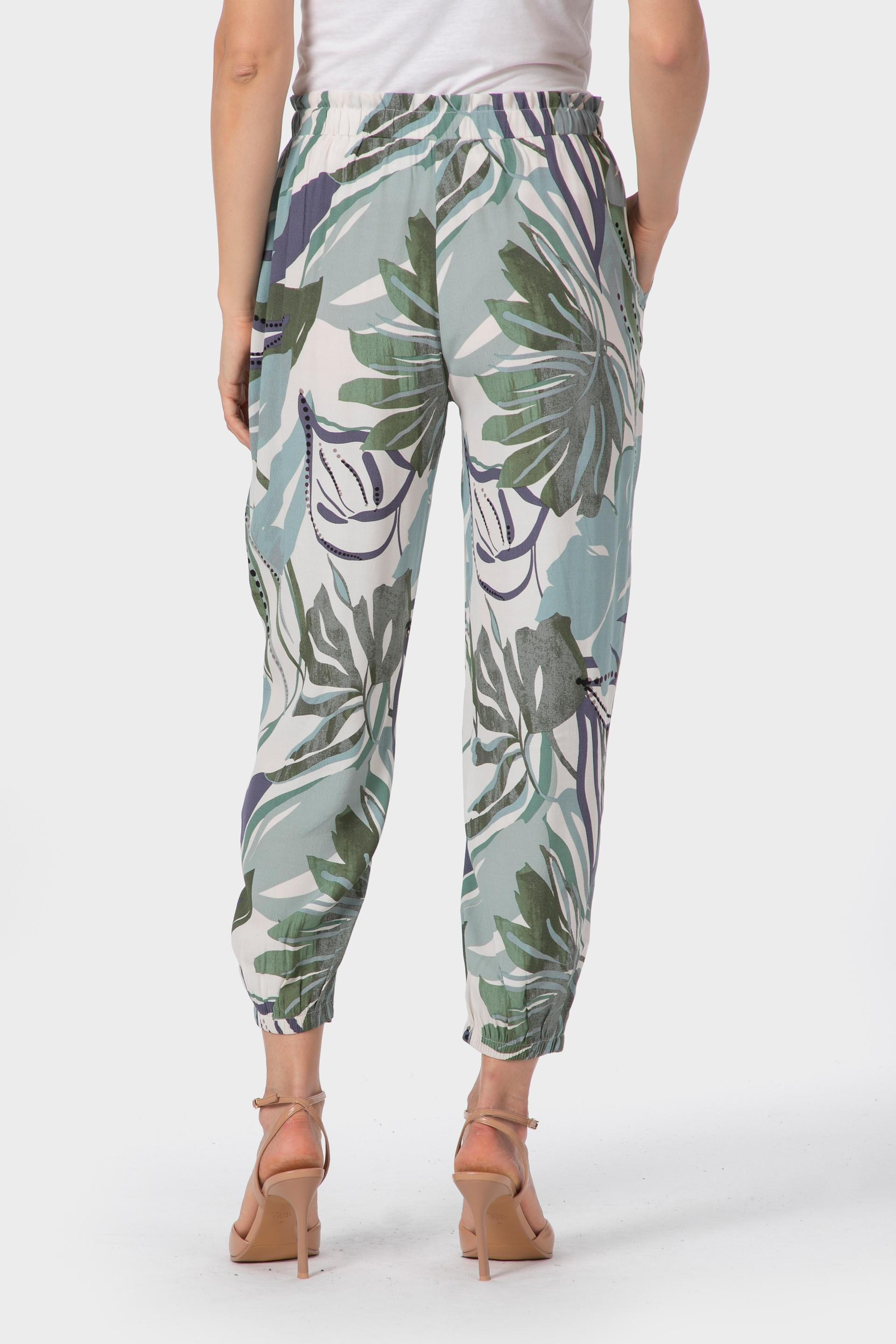 Green Leaf Print Trousers, 3701_234, medium